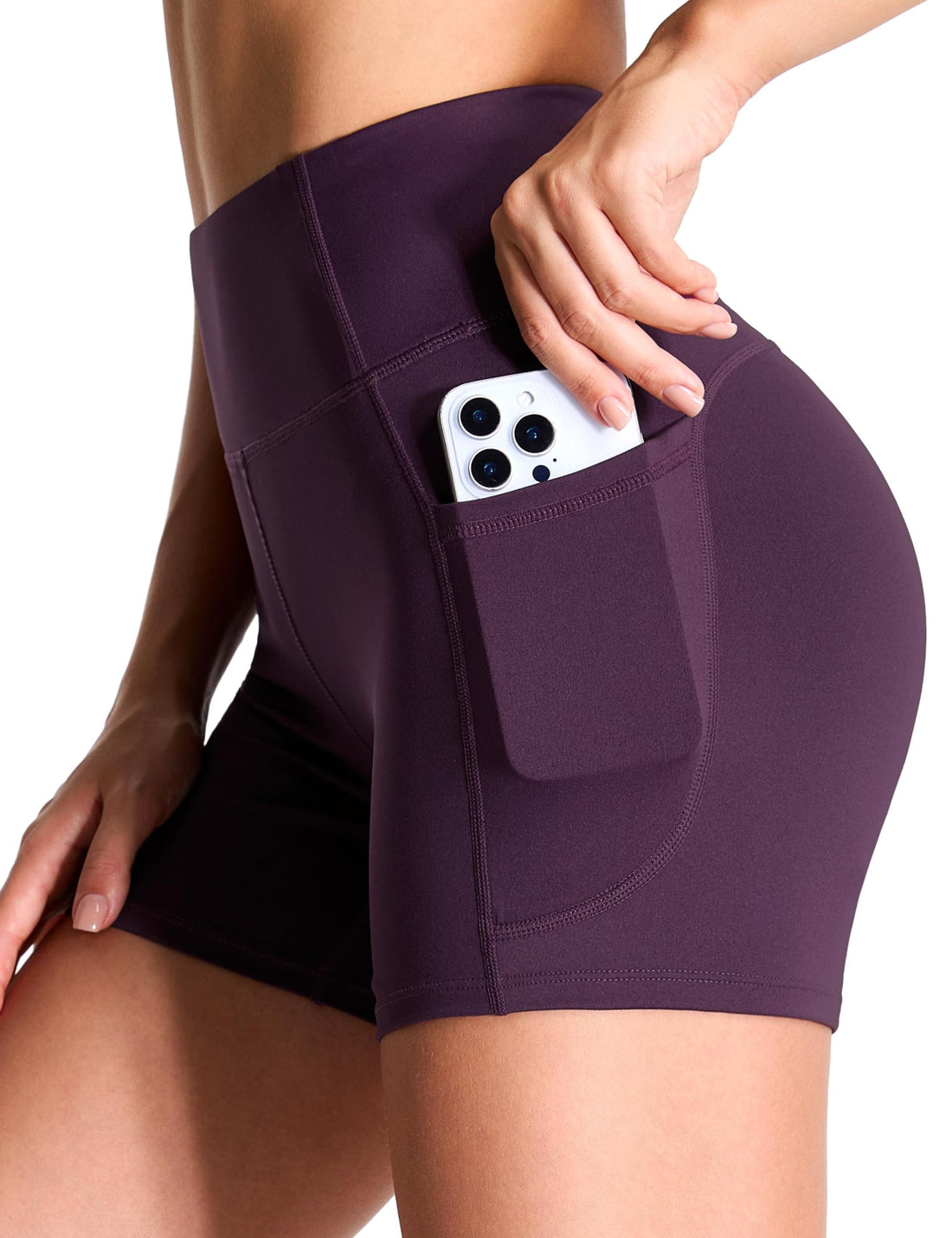 THE GYM PEOPLE High Waist Yoga Shorts for Women's Tummy Control Fitness Athletic Workout Running Shorts with Deep Pockets