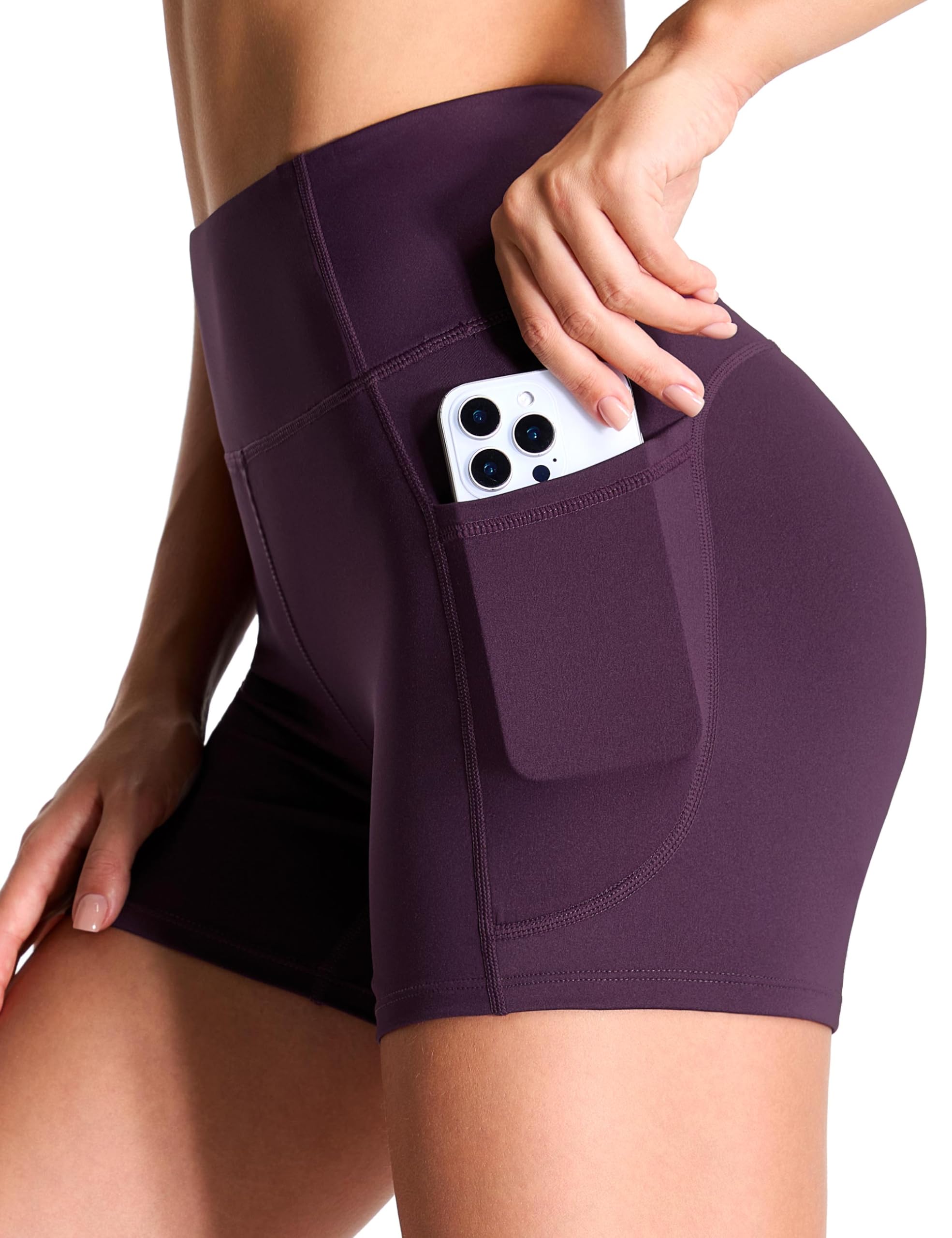 THE GYM PEOPLE High Waist Yoga Shorts for Women's Tummy Control Fitness Athletic Workout Running Shorts with Deep Pockets