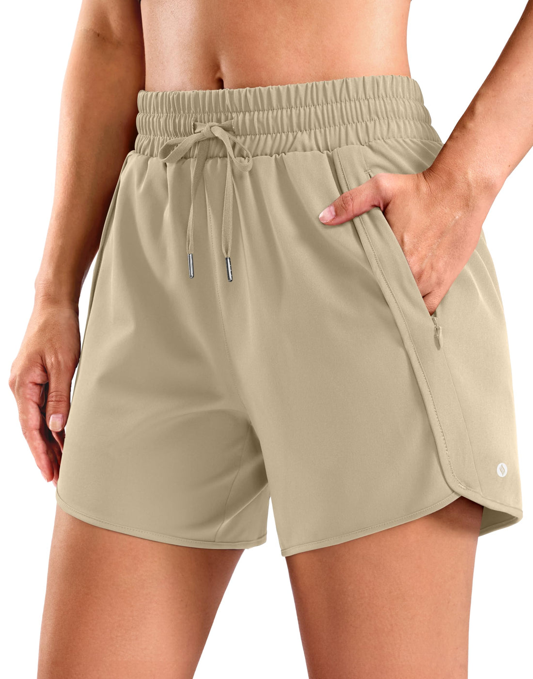 SANTINY Women's 3.5''/5''/7'' Athletic Gym Running Shorts Zipper Pockets | No Liner, High Waisted, Quick Dry, Lightweight, Workout, Shorts for Women