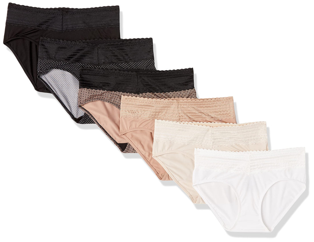 Warner's Women's Blissful Benefits Dig-free Comfort Waist With Lace Cotton Hipster 6-pack Ru2266w