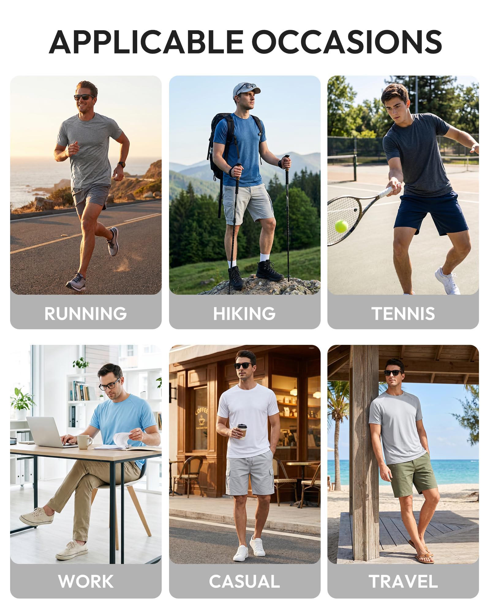 BALENNZ Workout Shirts for Men Short Sleeve Mens Athletic T-Shirts | Moisture Wicking Quick Dry Tee, Crew Neck Multi-Pack Running Gym Fitness Casual Daily Activewear, Soft Breathable Fabric