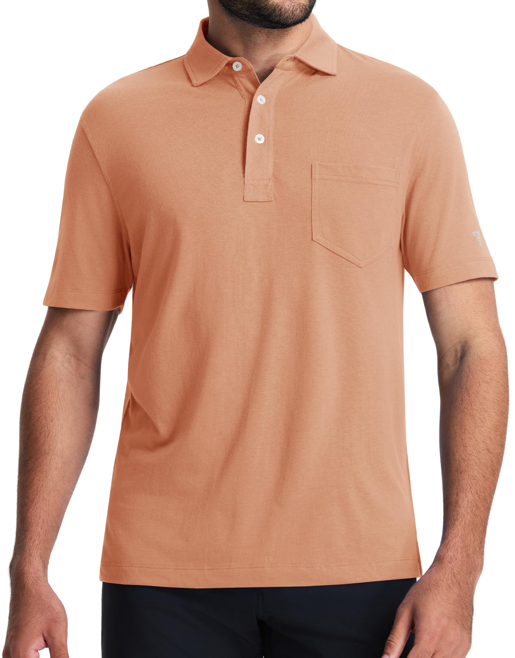 M MAELREG Mens Golf Shirts Short Sleeve Lightweight Soft Cotton Blend with Pocket Summer Casual Daily Wear