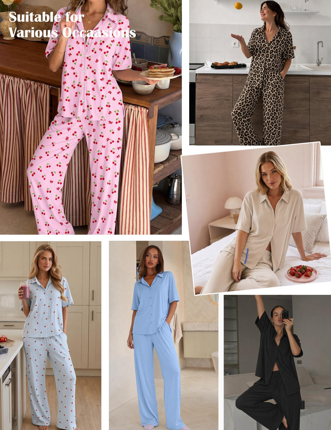 Ekouaer Pajamas for Women Set Button Up Short Sleeve Pjs with Long Pants