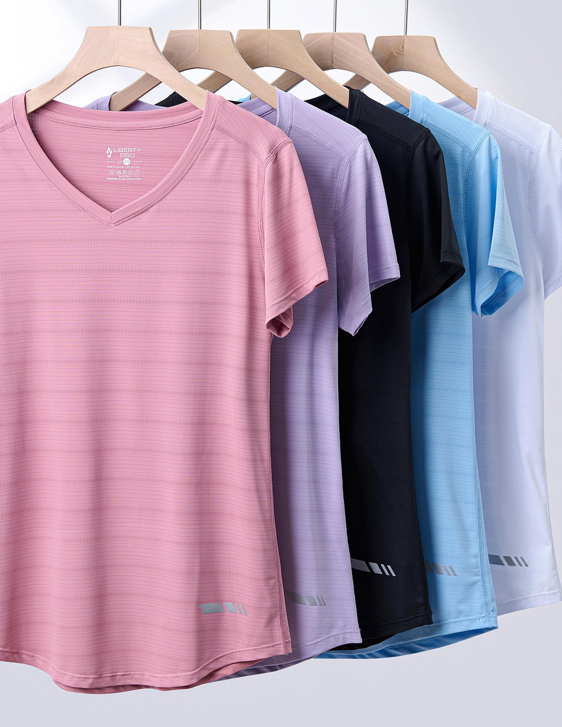 Liberty Imports 5 Pack Women's Dry Fit Workout Tops, Athletic Short Sleeve T Shirts for Yoga Gym (Available in Plus Sizes)