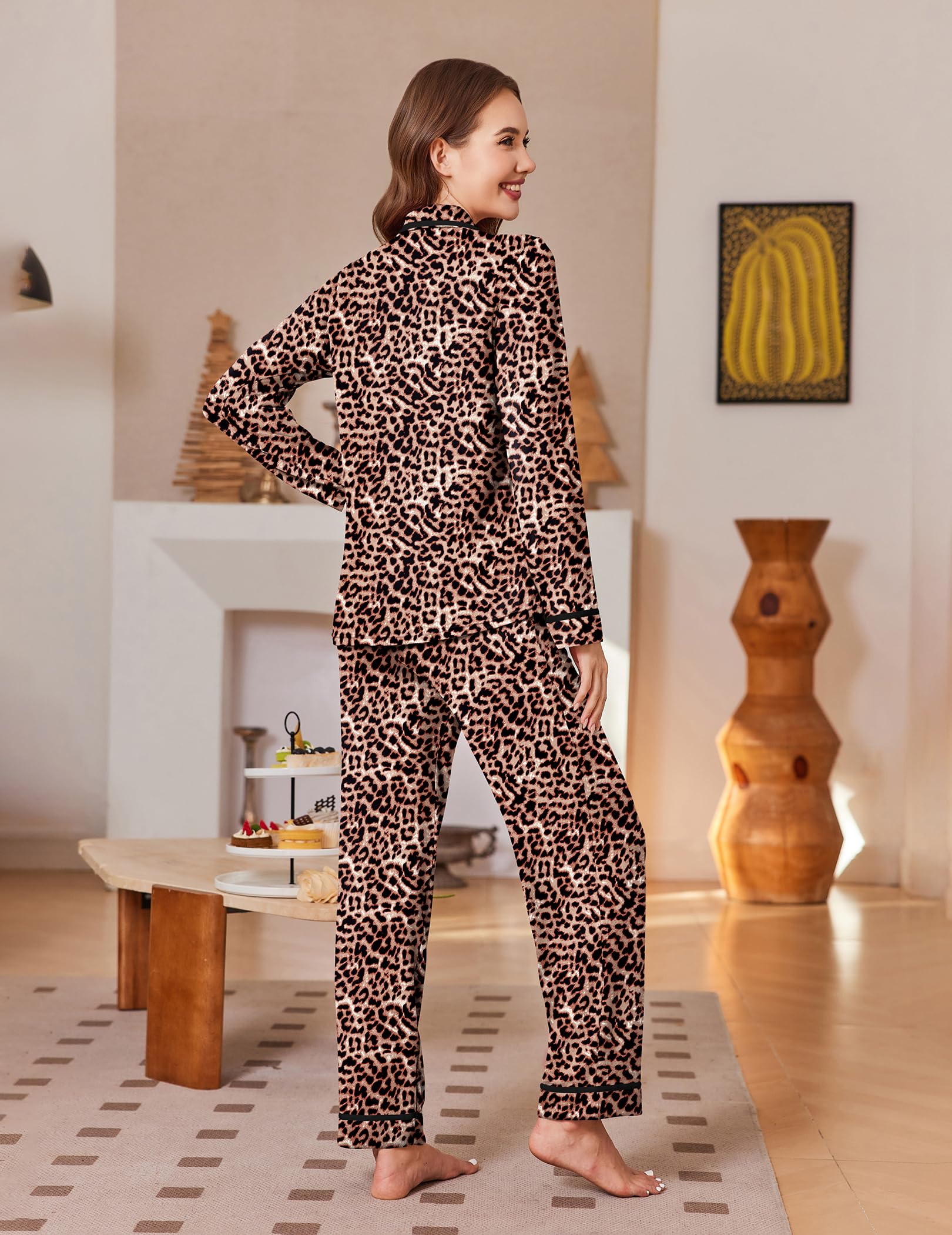 Ekouaer Womens Pajama Sets Long Sleeve Button Down Lounge Sets with Pockets