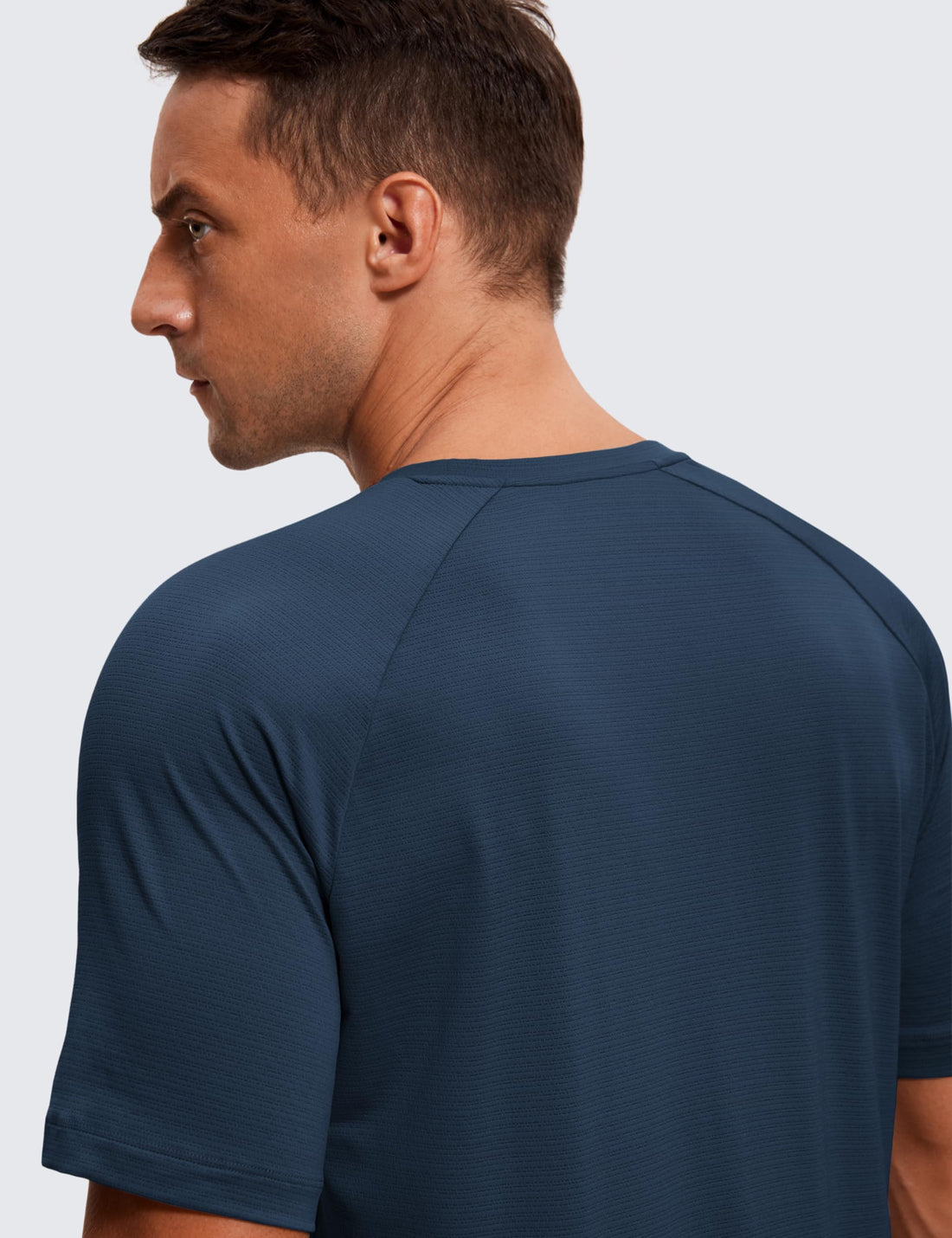 CRZ YOGA Breathable Texture Crewneck T-Shirts | Workout, Quick Dry, Lightweight, Classic Fit, Round Scallop Back, Short Sleeve Shirts for Men