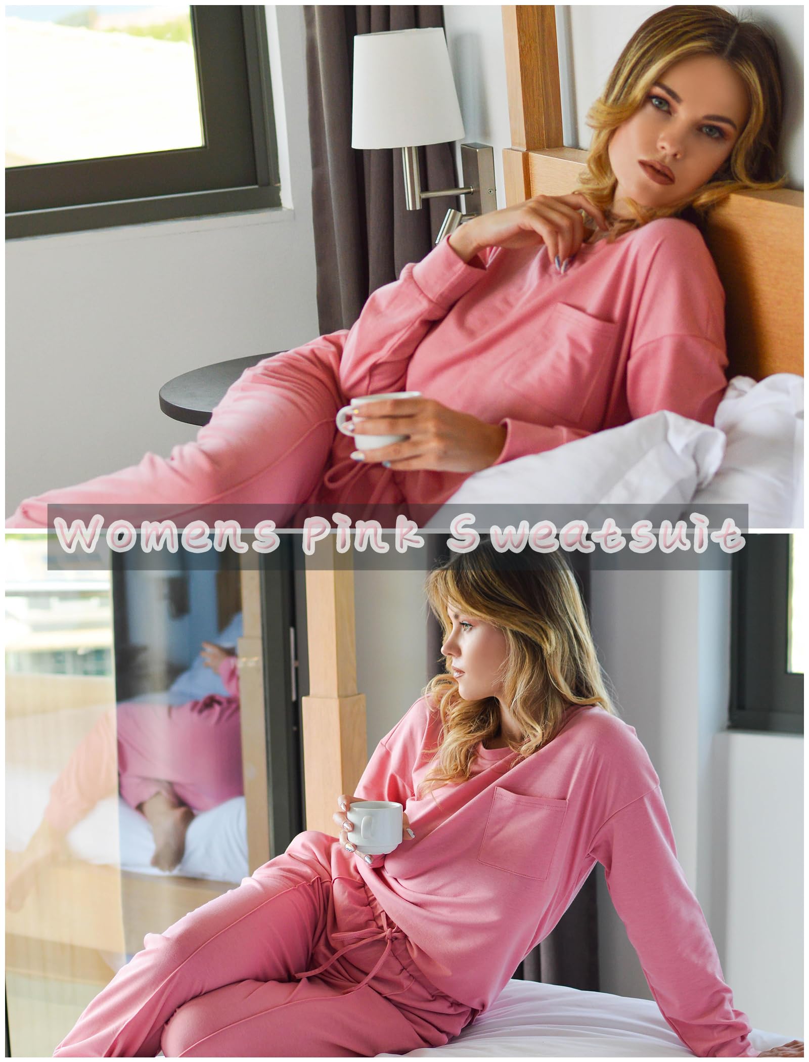 Ekouaer Lounge Sets for Women 2 Piece Jogger Pants Pajamas
