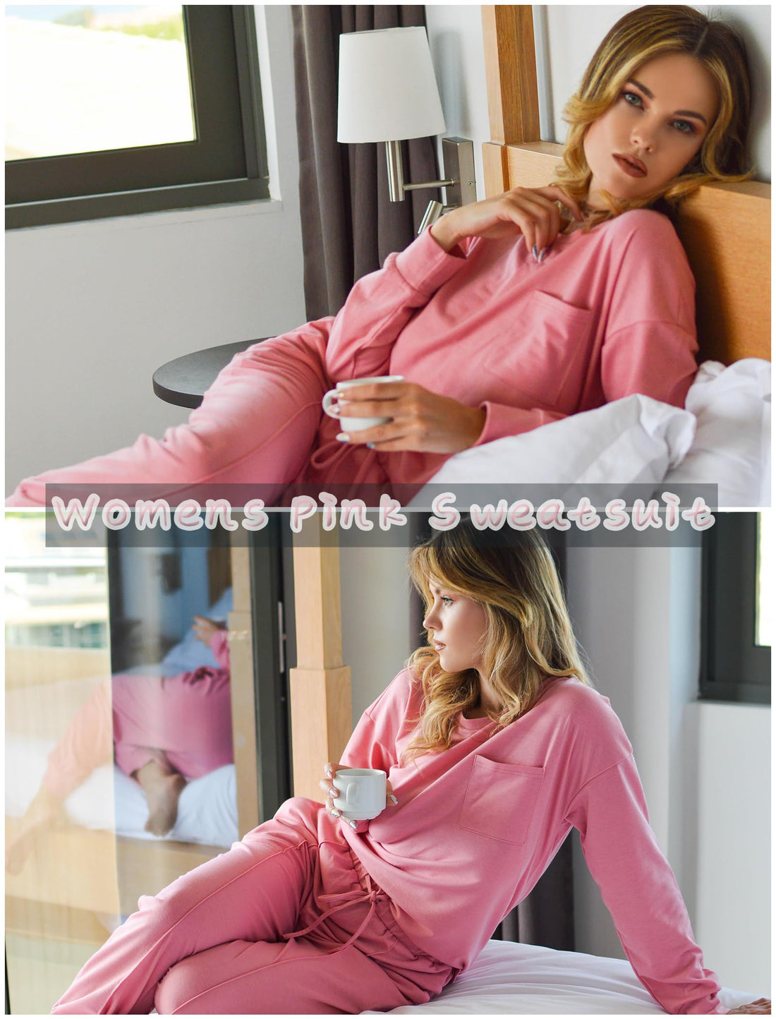 Ekouaer Lounge Sets for Women 2 Piece Jogger Pants Pajamas