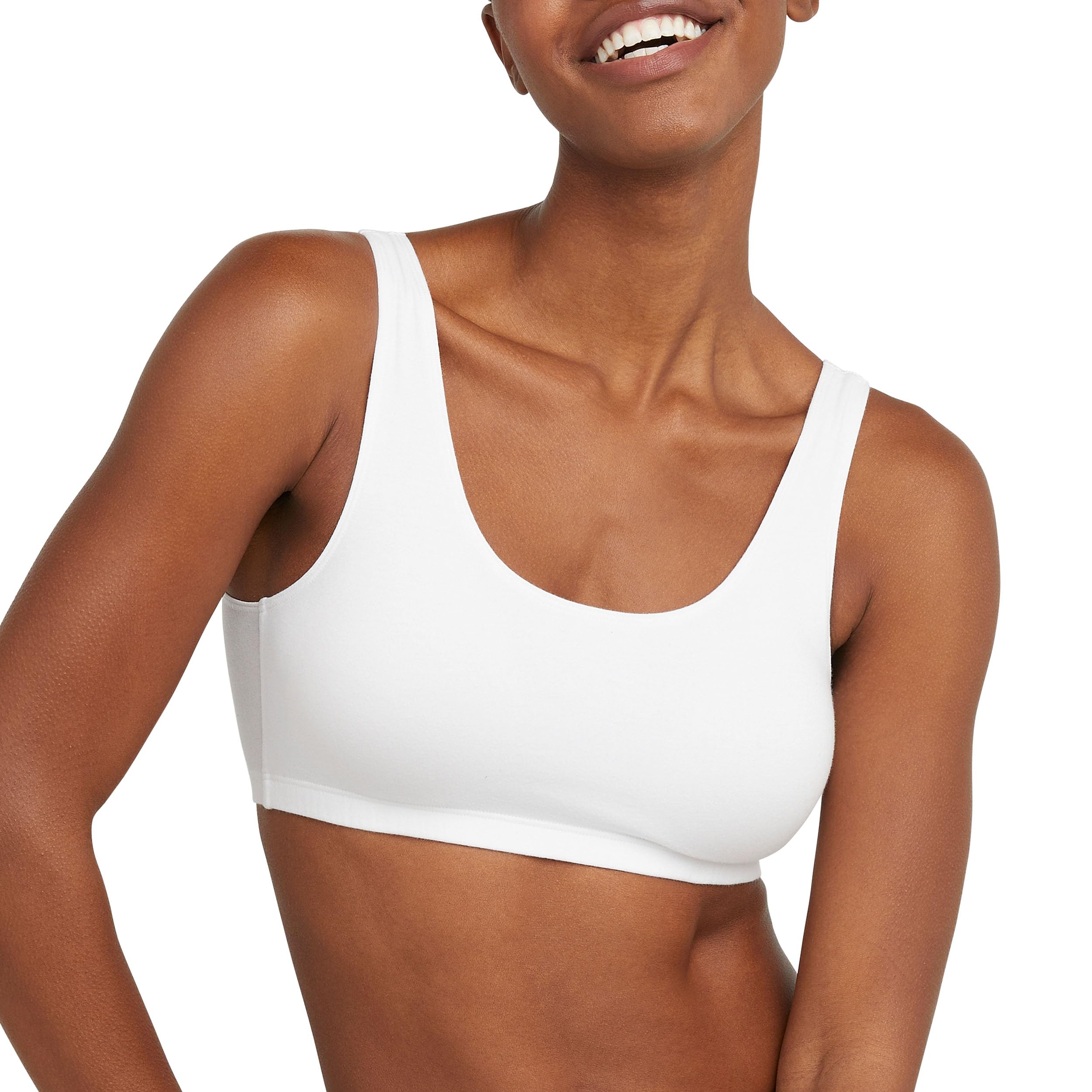 Hanes Women's Pack, Cotton Scoopneck Bralette, Low-Impact Sports Bra, 3-Pack