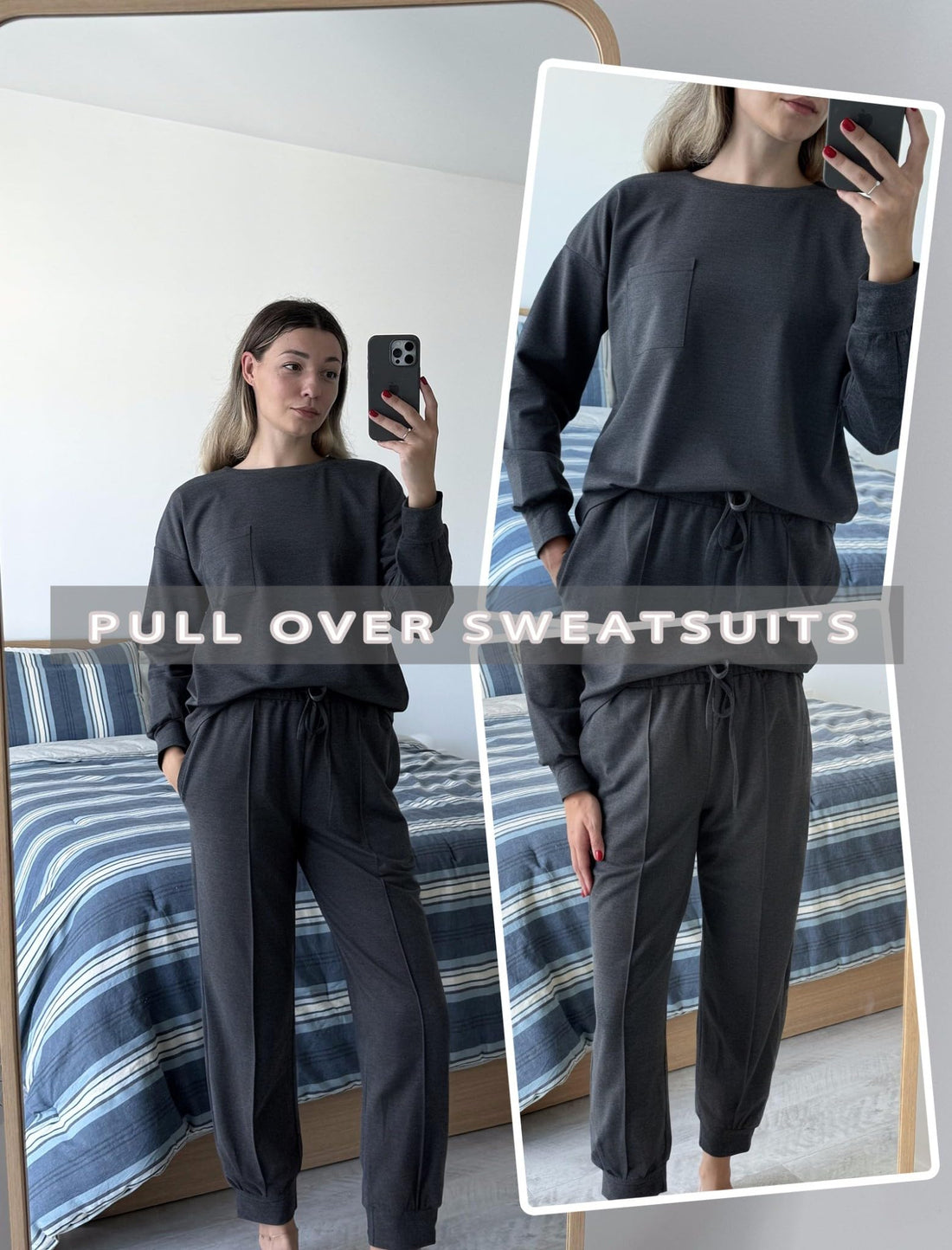 Ekouaer Lounge Sets for Women 2 Piece Jogger Pants Pajamas