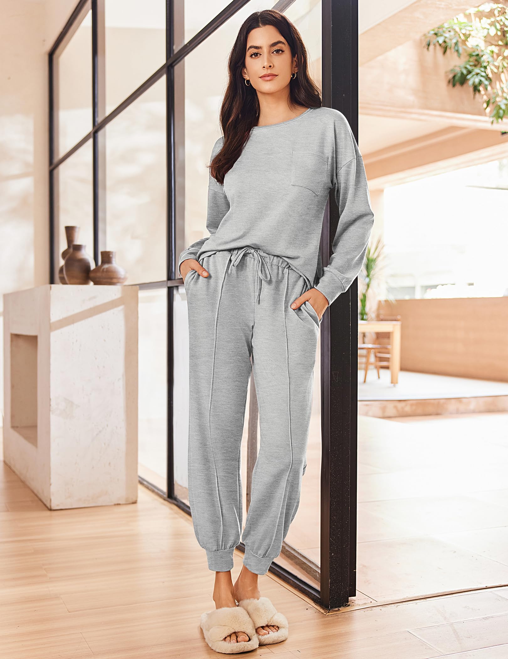 Ekouaer Lounge Sets for Women 2 Piece Jogger Pants Pajamas