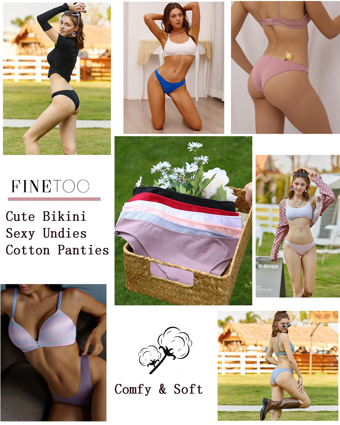 FINETOO Cotton Underwear for Women Sexy Cheeky Bikini Panties Lingerie