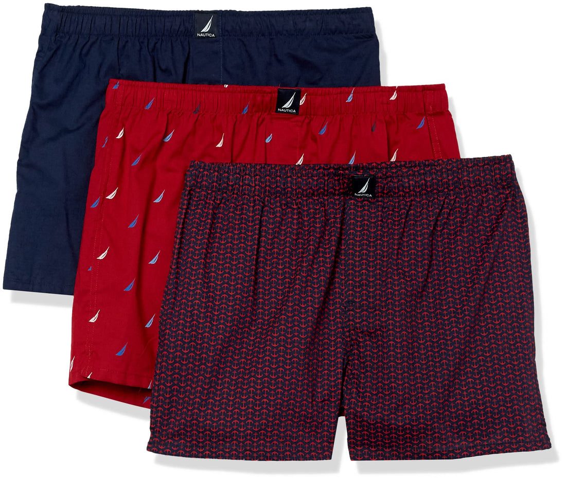 Nautica Men's Classic Cotton 3-Pack Woven Boxers