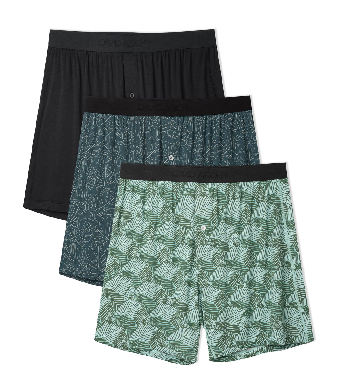 DAVID ARCHY Men's Bamboo Rayon Boxers Breathable Cooling Mens Boxer Shorts with Button Fly Relaxed Fit Underwear 3/4/5 Pack