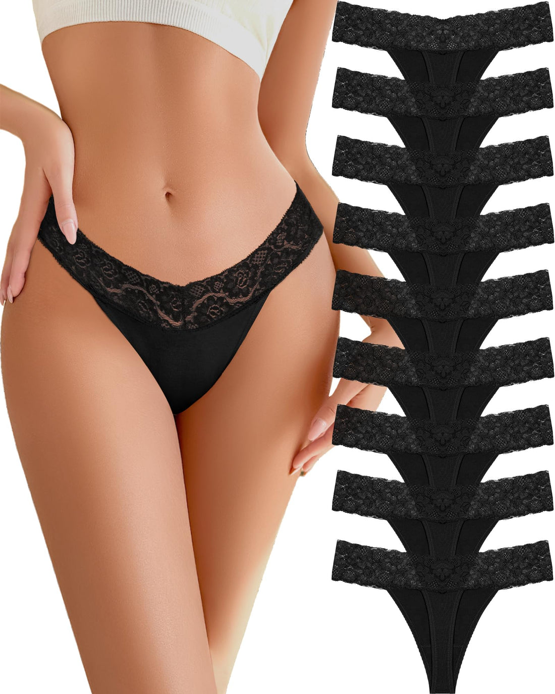 READY TO LOVE Cotton Underwear for Women Lace Sexy Soft Thongs Low Rise T-Back Lingerie Stretchy Ladies Panties
