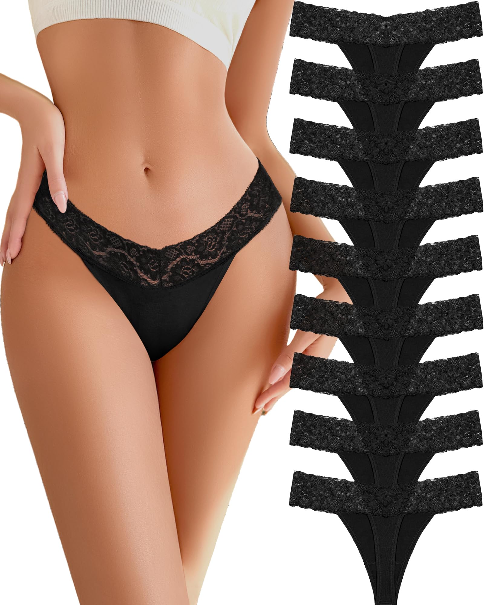 READY TO LOVE Cotton Underwear for Women Lace Sexy Soft Thongs Low Rise T-Back Lingerie Stretchy Ladies Panties
