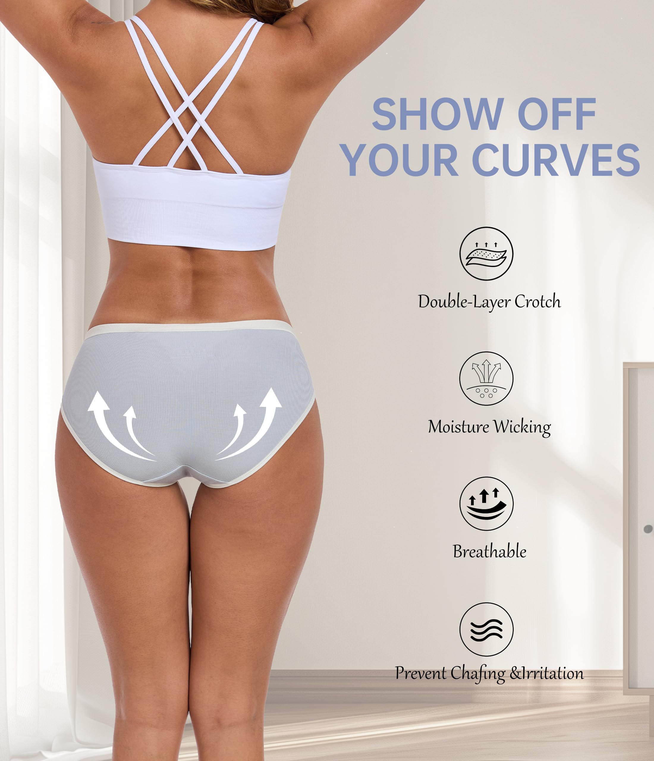 ANLIQI Women's Modal Underwear Microfiber Bikini Panties Women Soft Hipster