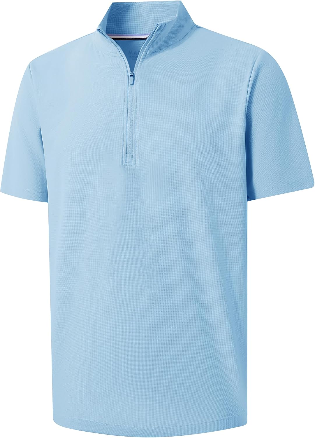 M MAELREG Golf Shirt for Men Zipper Waffle Texture Moisture Wicking Dry Fit Collared Lightweight Mens Polo Shirt Short Sleeve