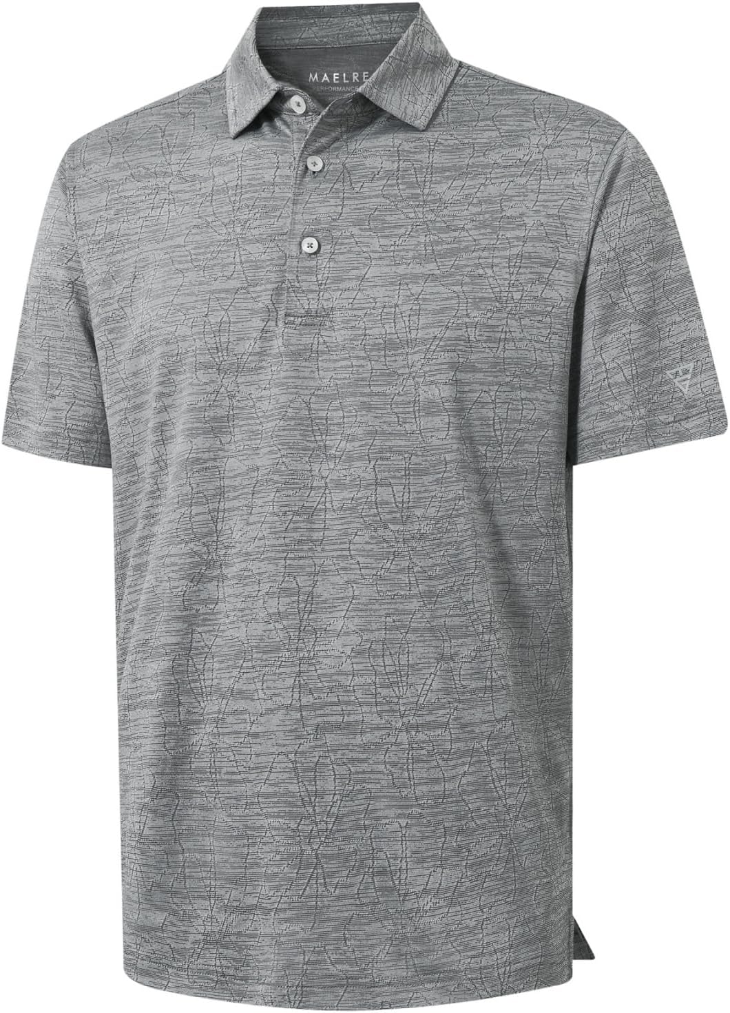 M MAELREG Short Sleeve Golf Shirts for Men Moisture Wicking Performance Lightweight Jacquard 3 Button Polo Shirts for Men