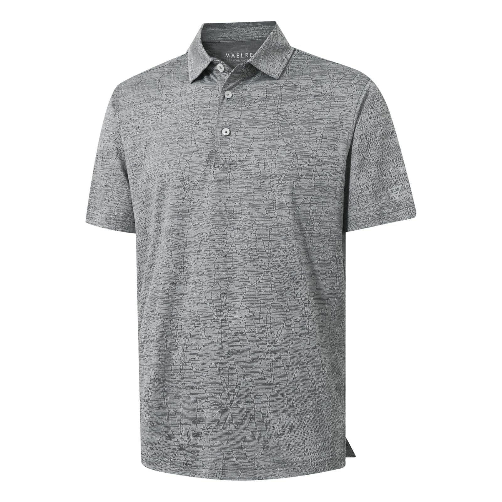 M MAELREG Short Sleeve Golf Shirts for Men Moisture Wicking Performance Lightweight Jacquard 3 Button Polo Shirts for Men
