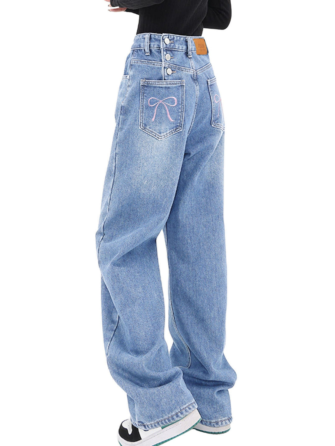 EMMIOL Women Baggy Jeans High Waist Boyfriend Streetwear Vintage Jeans Wide Leg Denim Pants