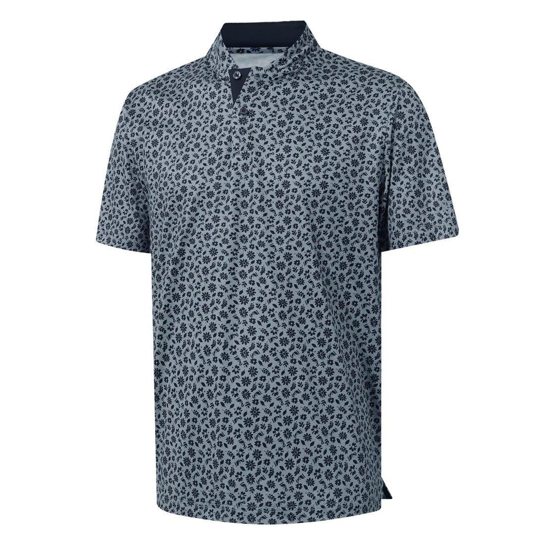 M MAELREG Golf Shirts for Men Collarless Performance Dry Fit Stretch Henley Casual Printed Mens Polo Shirts Short Sleeve