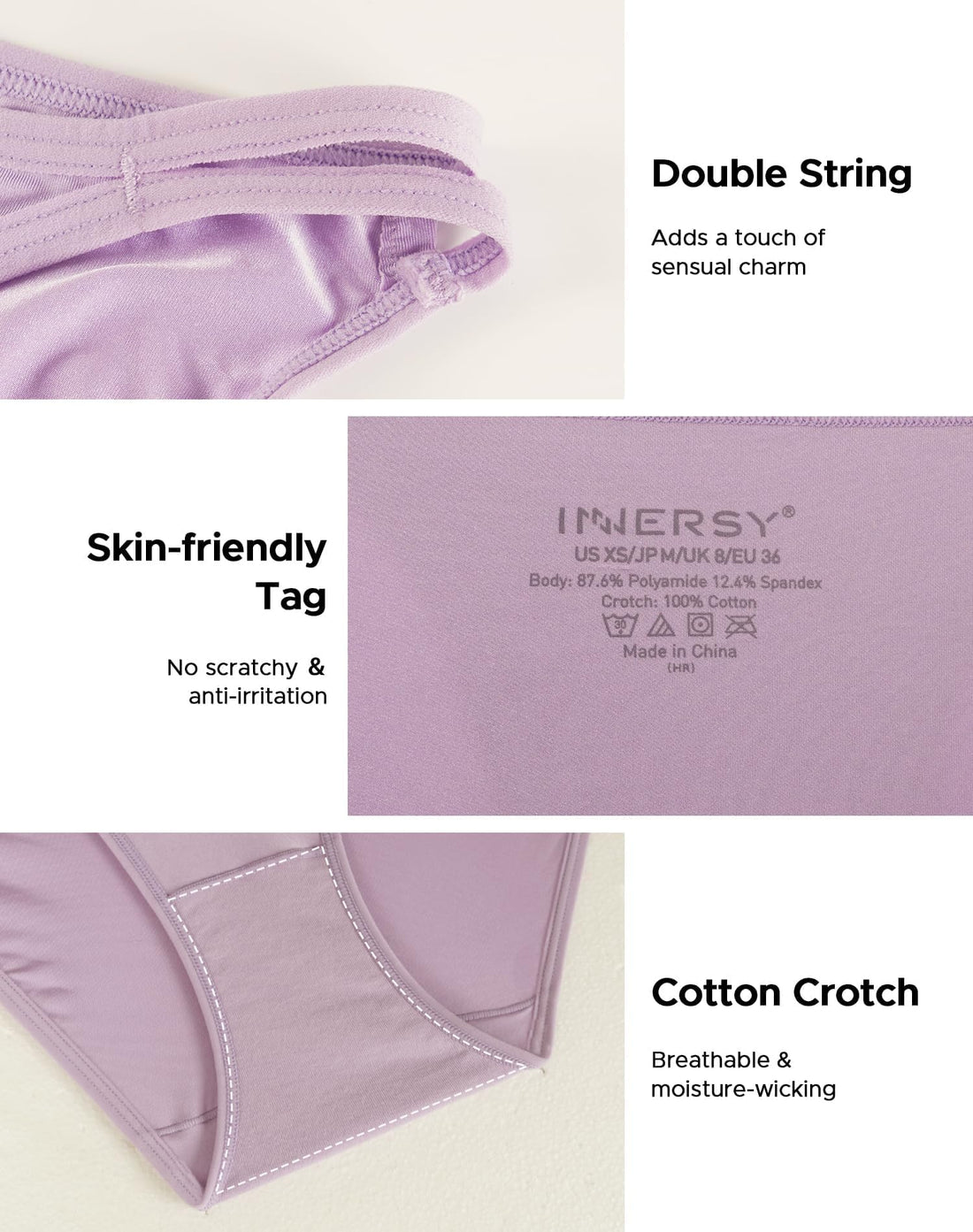 INNERSY Women's String Bikini Panties Cheeky Underwear 6-Pack