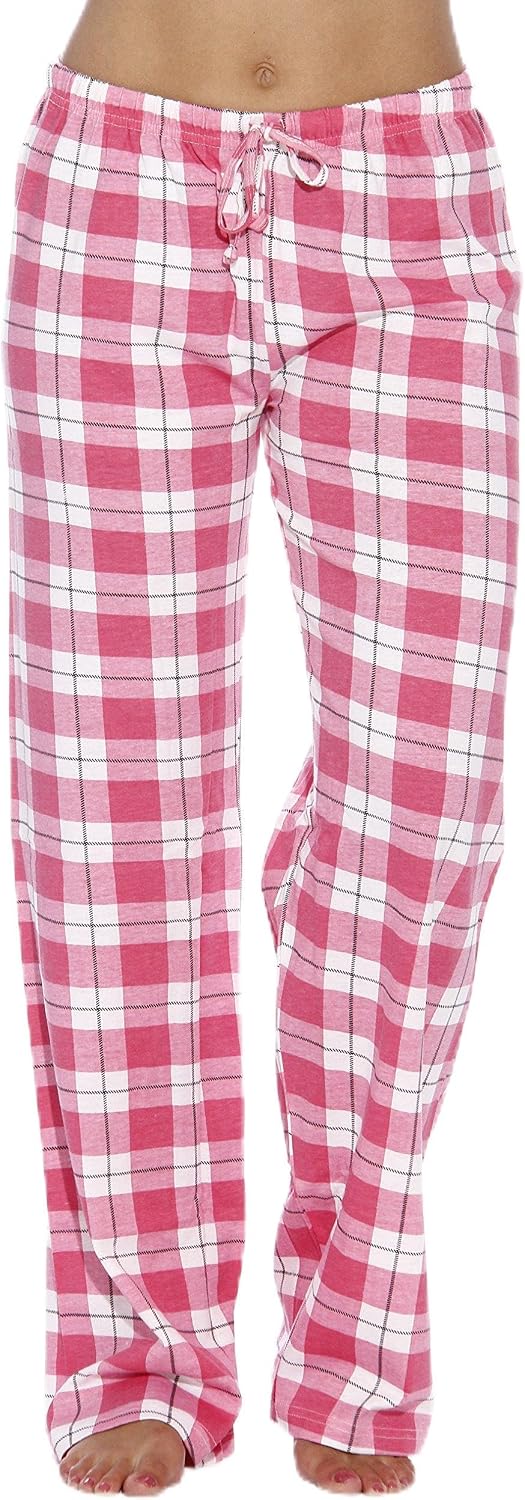 Just Love Women's 100% Cotton Plaid Pajama Pants, Jersey Knit Sleep and Lounge PJ Bottoms