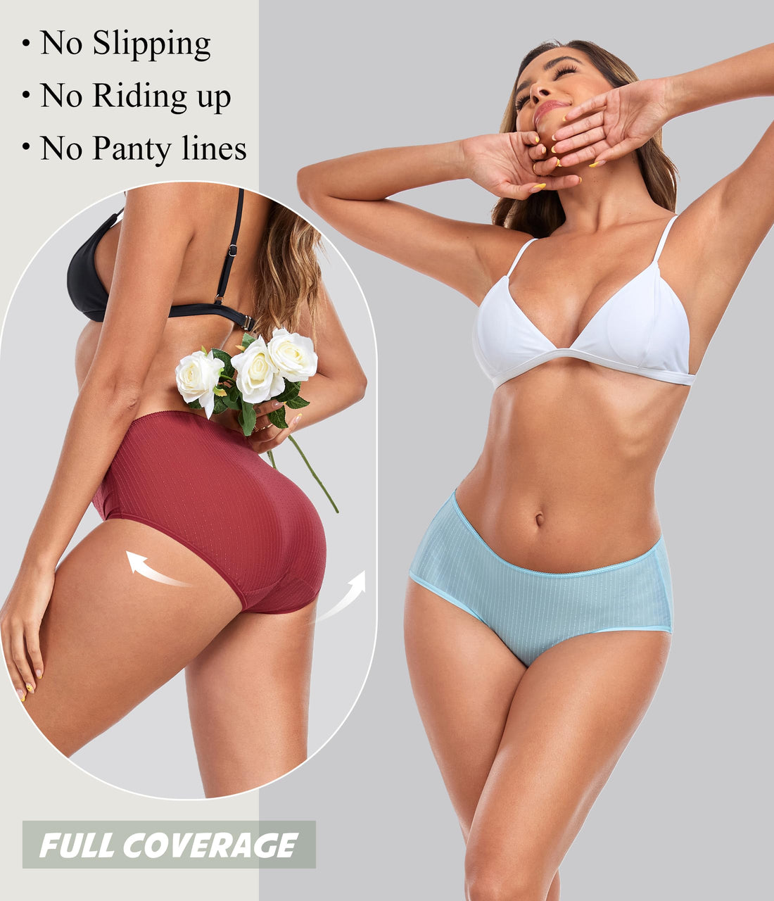ANLIQI Quick Dry Underwear for Women Travel Panties Pack Hipster Panty Soft & Lightweight Bikini Brief Stay Fresh Undies