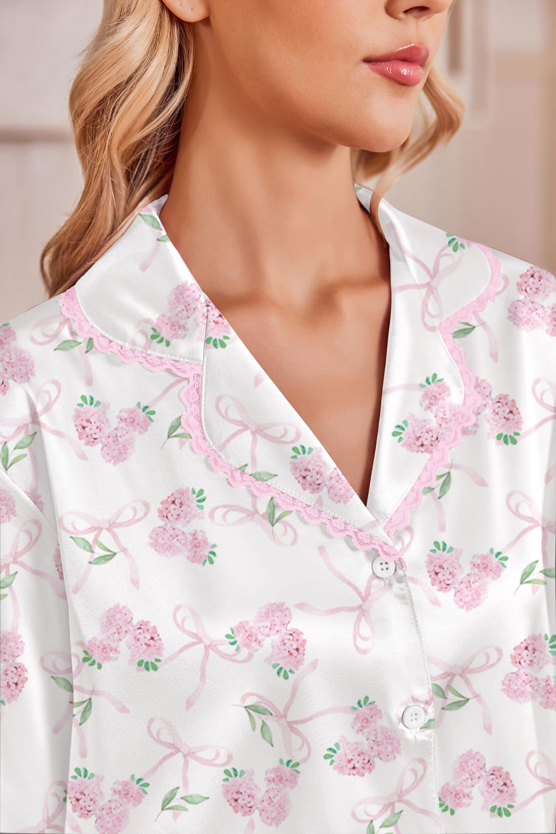 Ekouaer Satin Pajamas for Women Set 2 Piece Silk Pjs Long Sleeve Lounge Set