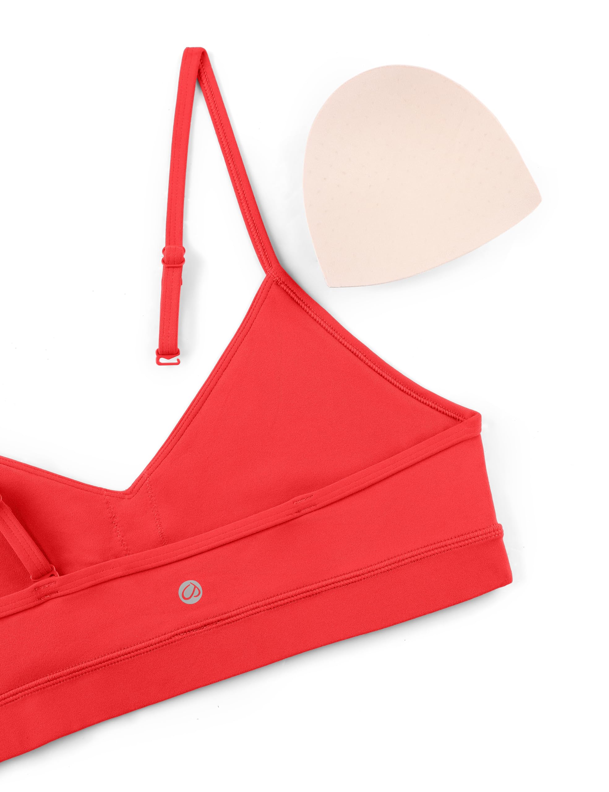 CRZ YOGA Butterluxe V Neck Sports Bras | Light Support, Removable Pads, Yoga, Extremely Soft, Square Back, Adjustable Spaghetti Straps, for Women