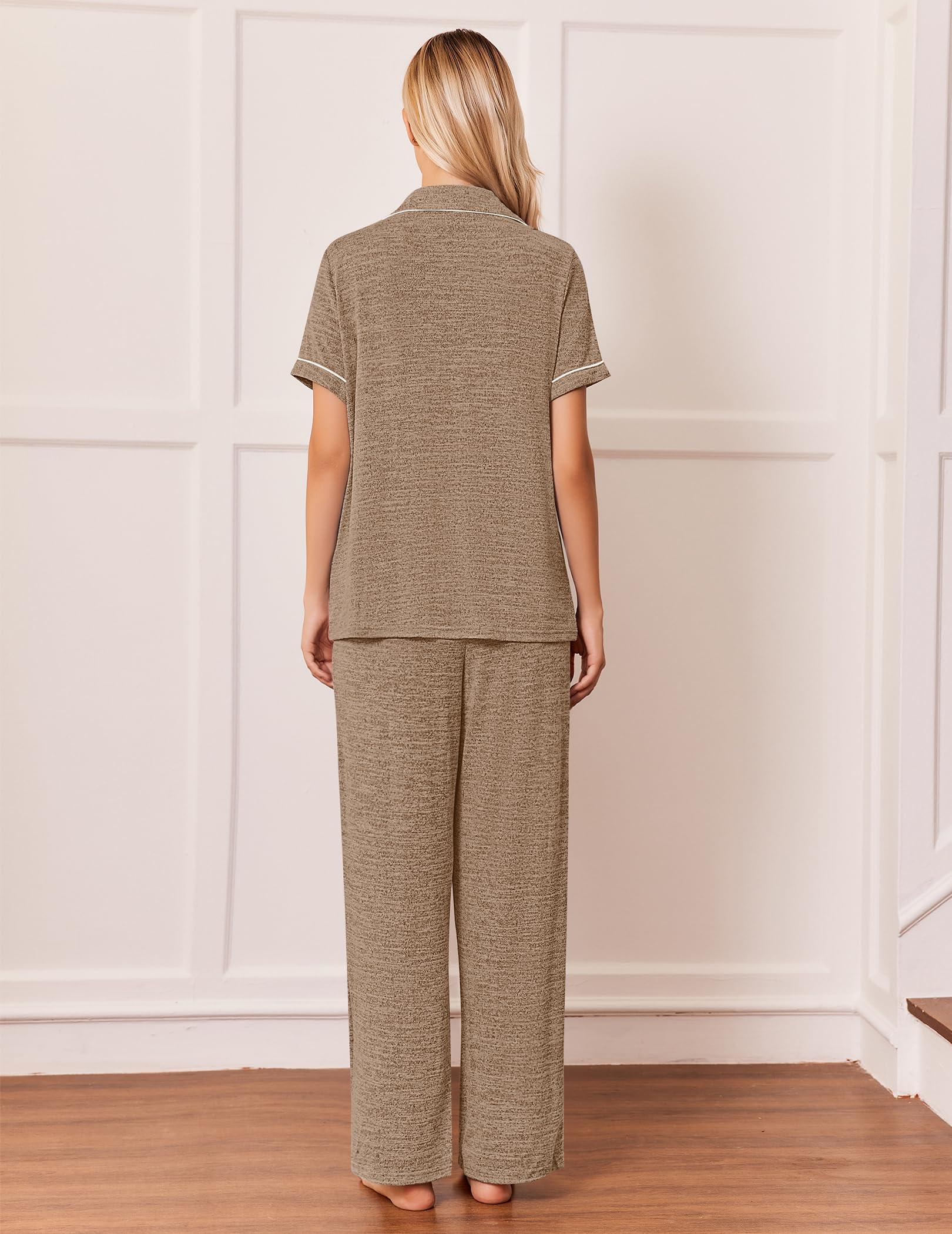 Ekouaer Pajamas for Women Set Short Sleeve Long Pants 2 Piece Lounge Set