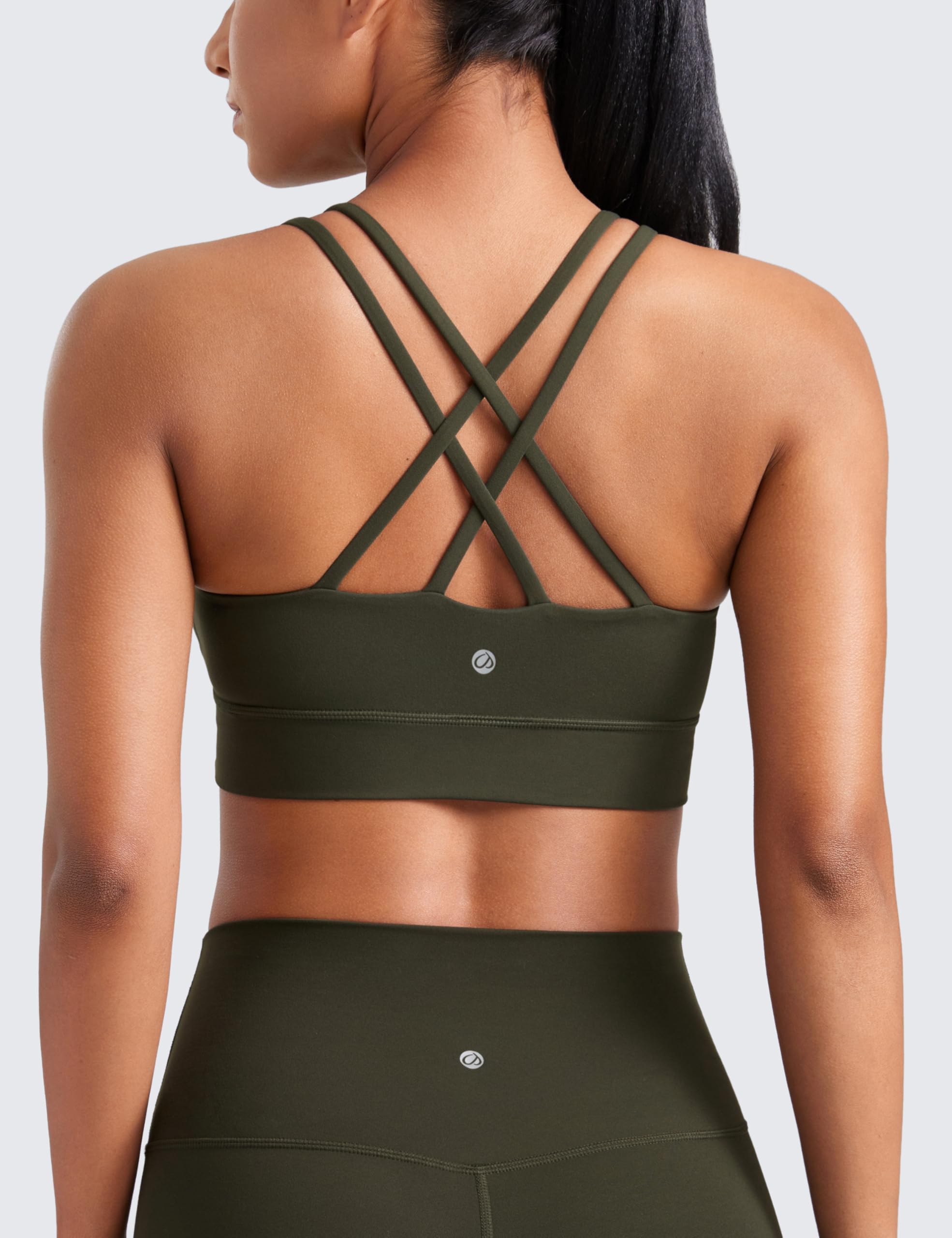 CRZ YOGA Softness Mold Butterluxe Sports Bras | Molded Cup, Light Support, Yoga, Extremely Soft, Longline, Strappy Back, Scoop Neck, for Women