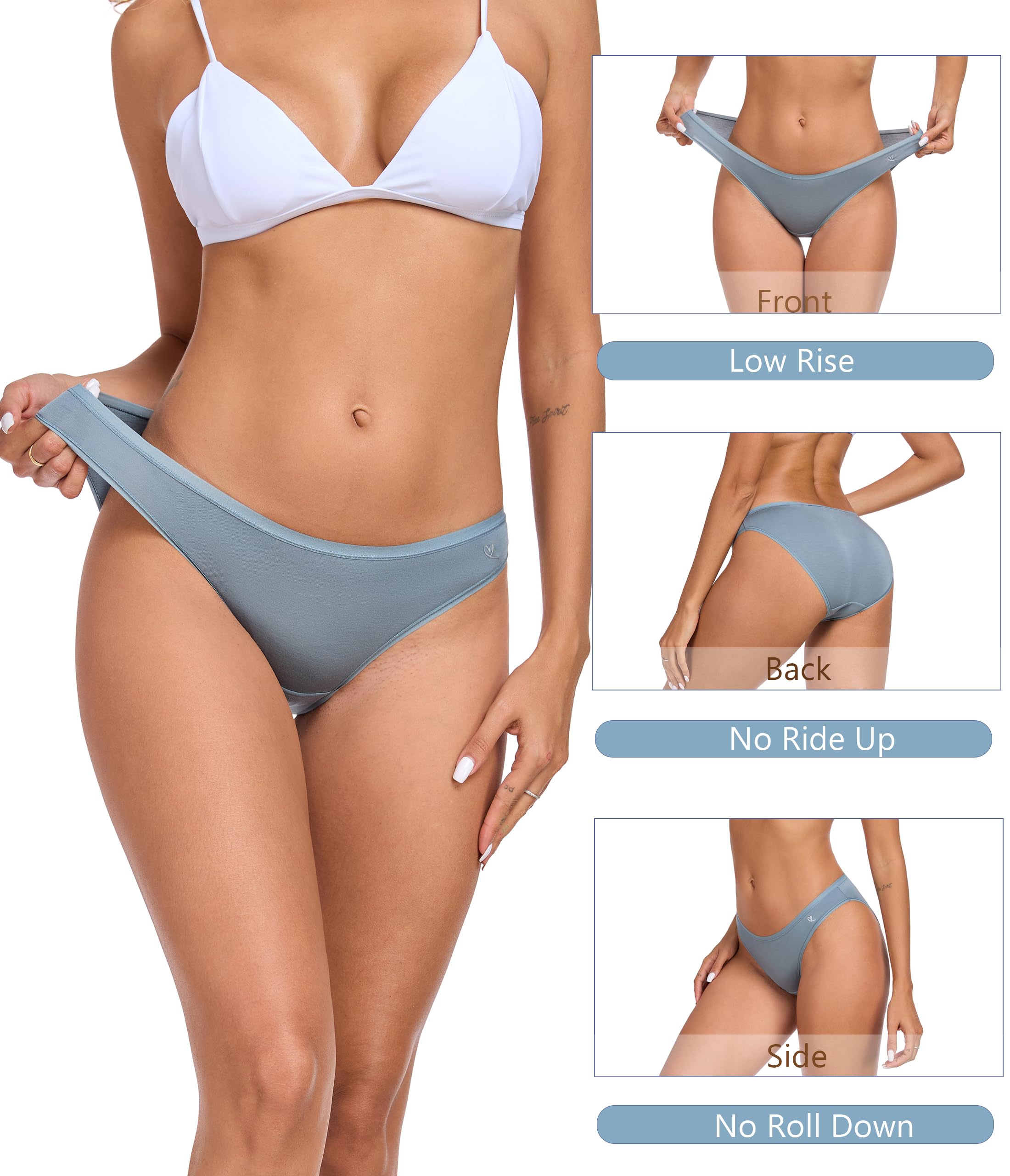 ANLIQI Modal Underwear Women Supersoft Bikini Panties for Women Pack Hi Cut Hipster Breathable Comfy Stretchy Ladies Undies