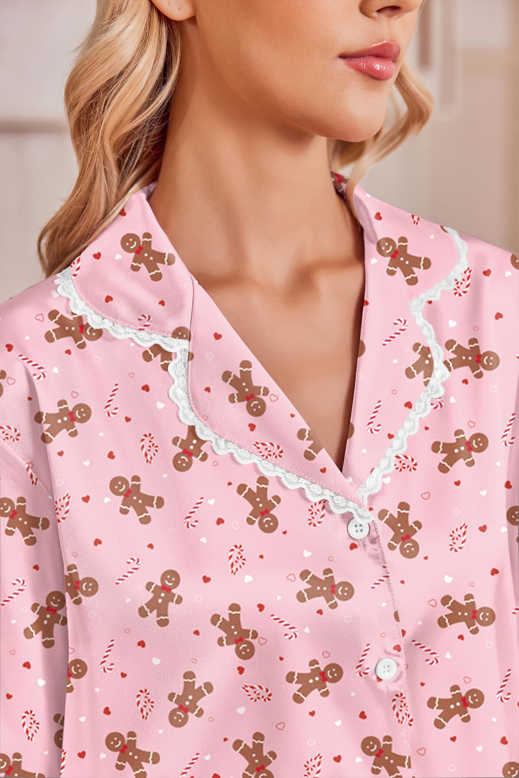 Ekouaer Satin Pajamas for Women Set 2 Piece Silk Pjs Long Sleeve Lounge Set