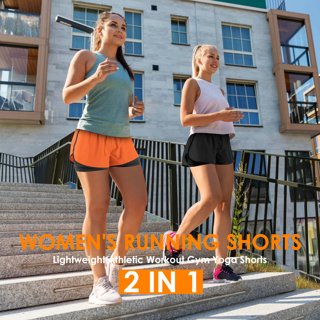 Yevrimow Women's 2 in 1 Running Shorts for Gym Yoga Workout Athletic Shorts High-Waisted Shorts with Liner Pockets