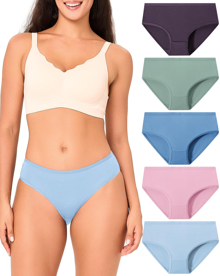 BAMBOO COOL Women's Underwear Briefs for Women Lightweight Ladies Panties Moisture-Wicking Stretchy Soft Breathable 5-pack
