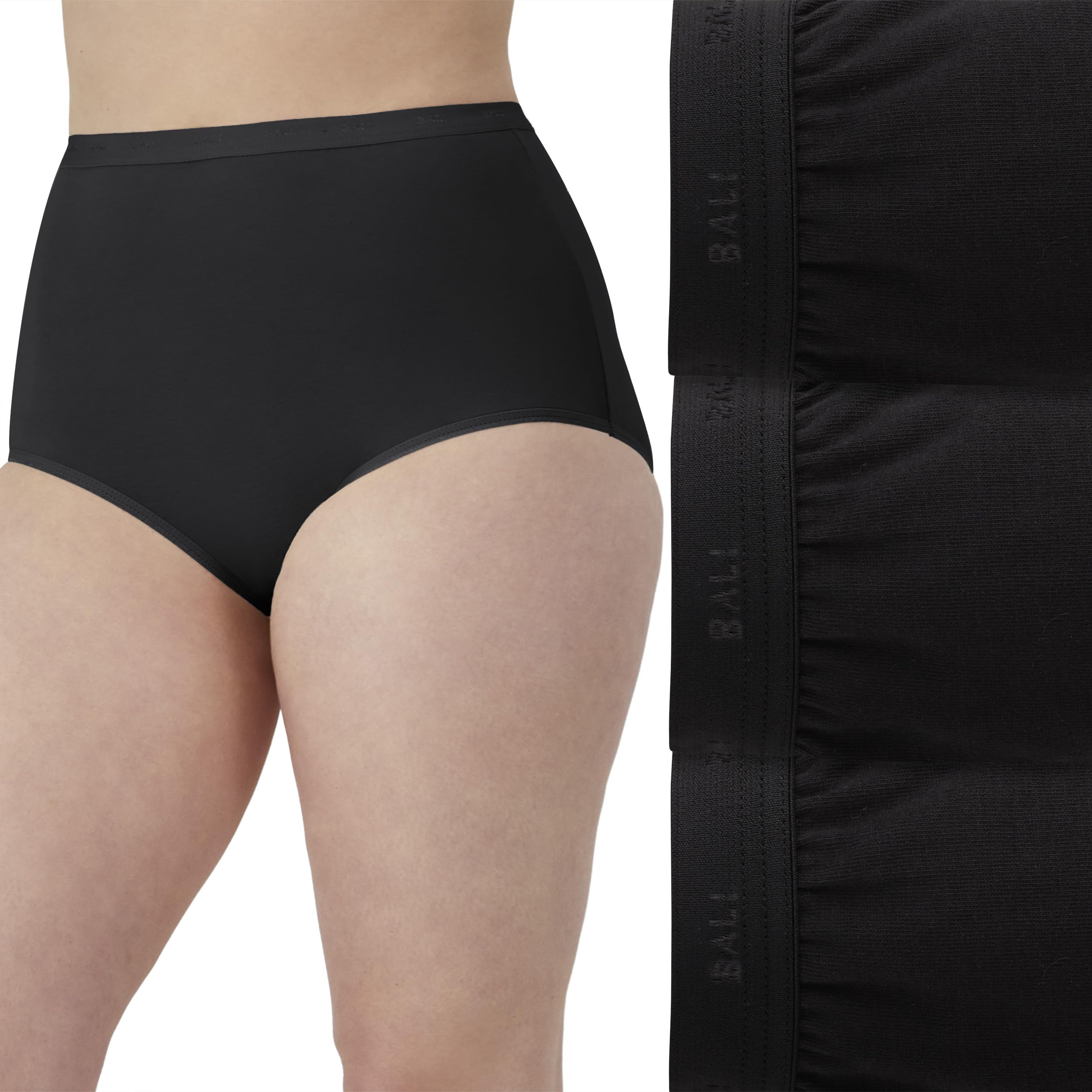 Bali Women's Stretch Cotton Brief Underwear, Full-cut-fit Brief, Full Coverage Panty, 3-pack