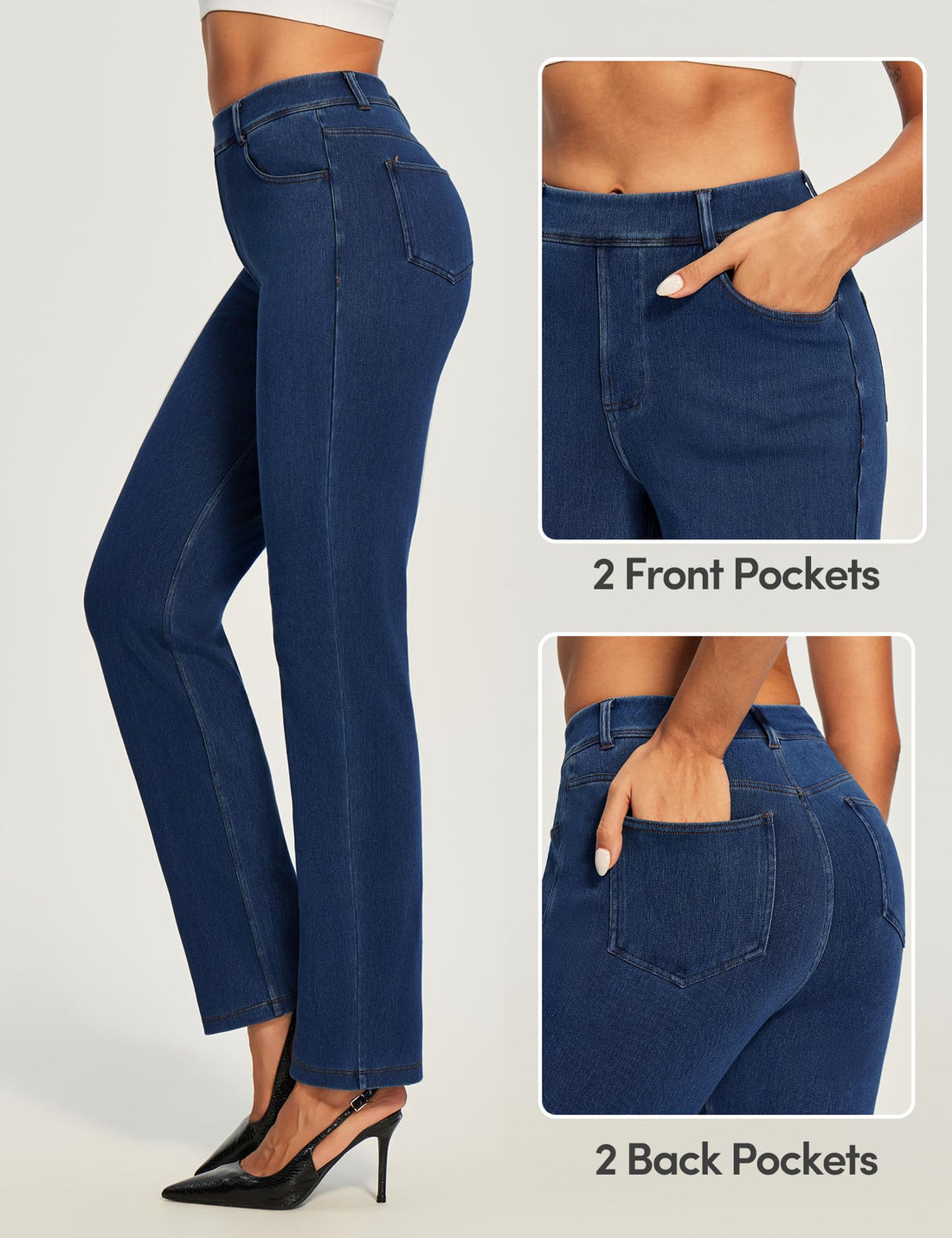 IUGA Straight Leg Jeans for Women Stretchy Pull On Sweatpant Jeans Women High Waisted Bootcut Jean Trendy Denim Pants