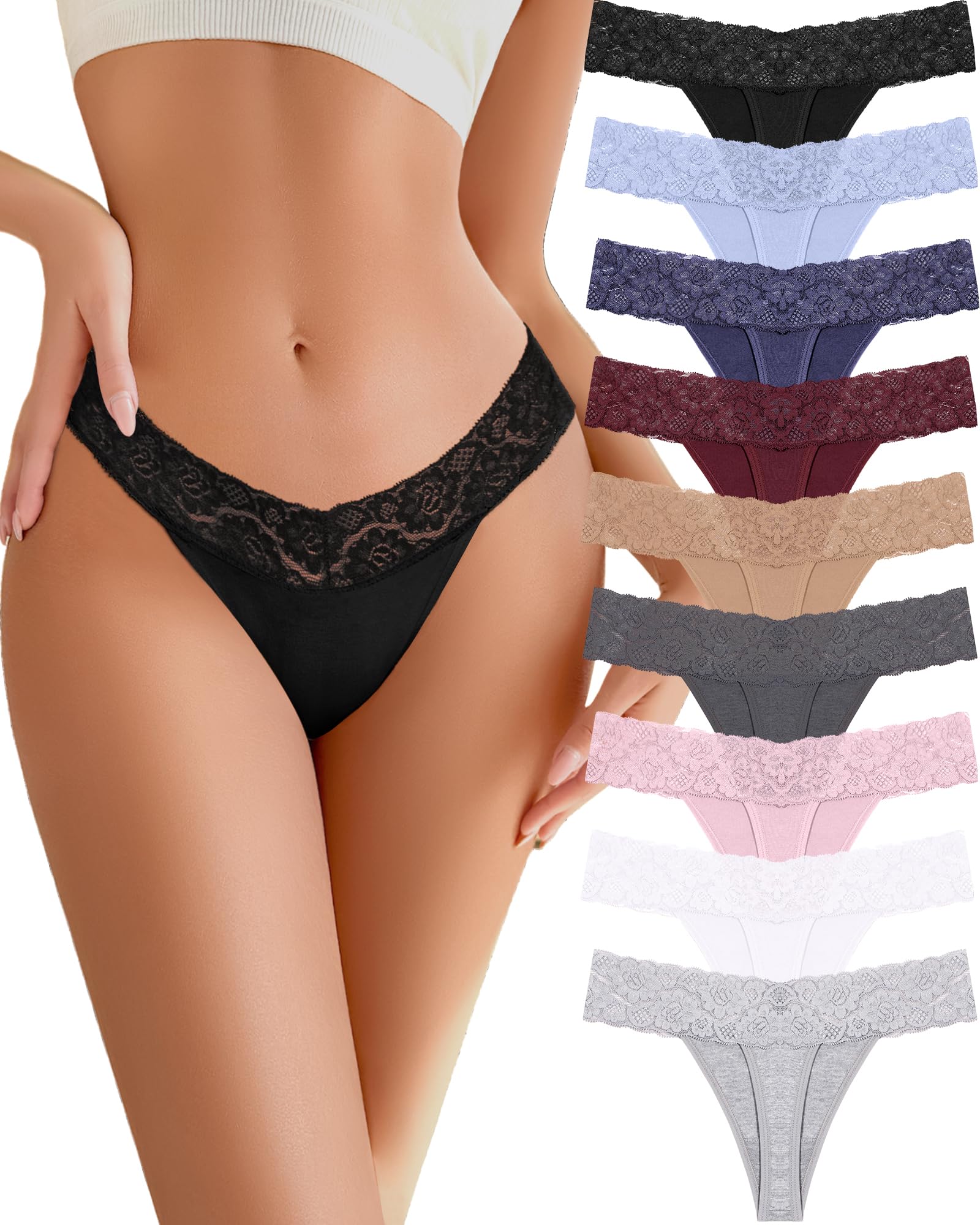 READY TO LOVE Cotton Underwear for Women Lace Sexy Soft Thongs Low Rise T-Back Lingerie Stretchy Ladies Panties