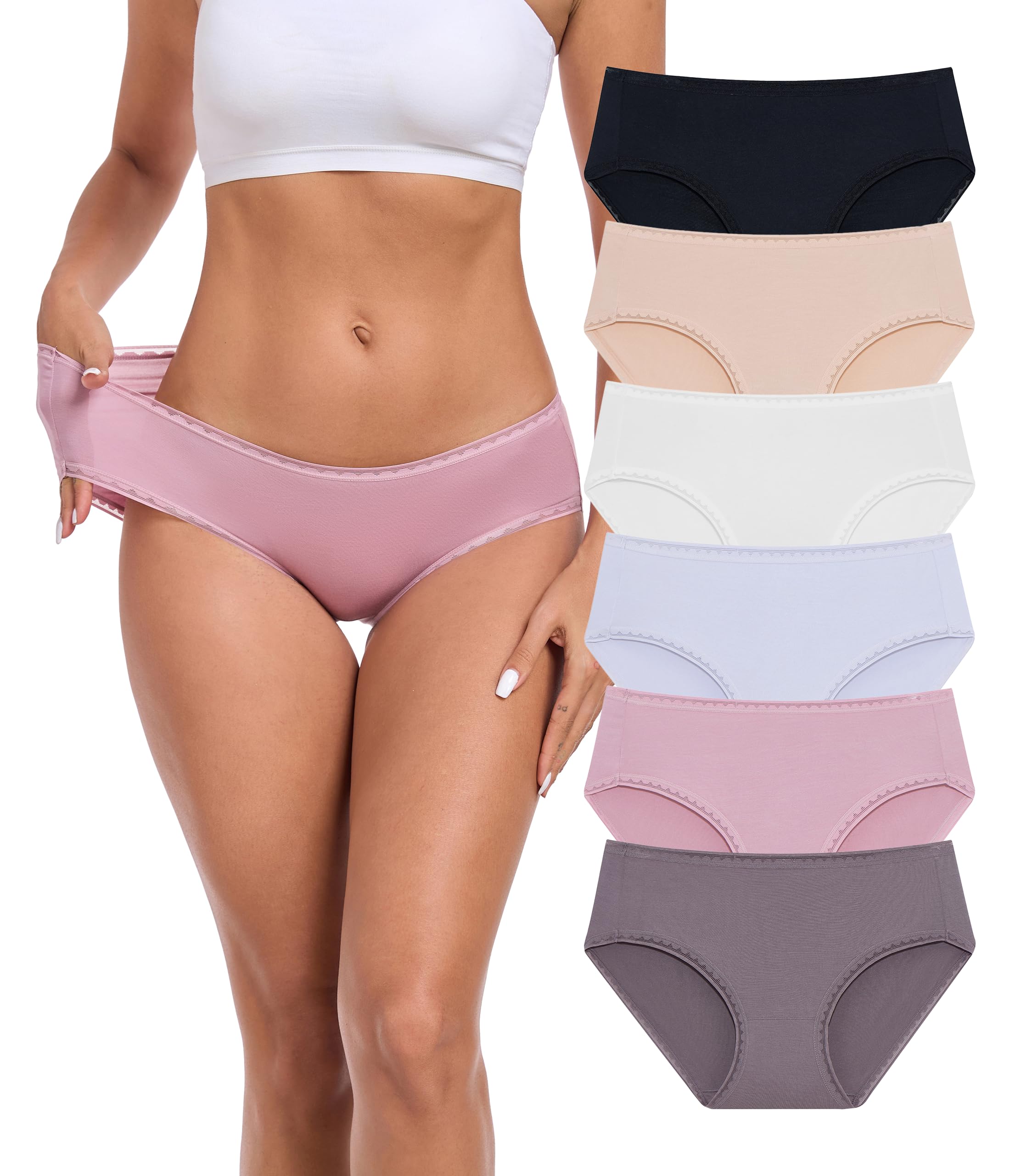 ANLIQI Modal Hipster Underwear Women Soft Moisture Wicking Panties 3/6 Pack