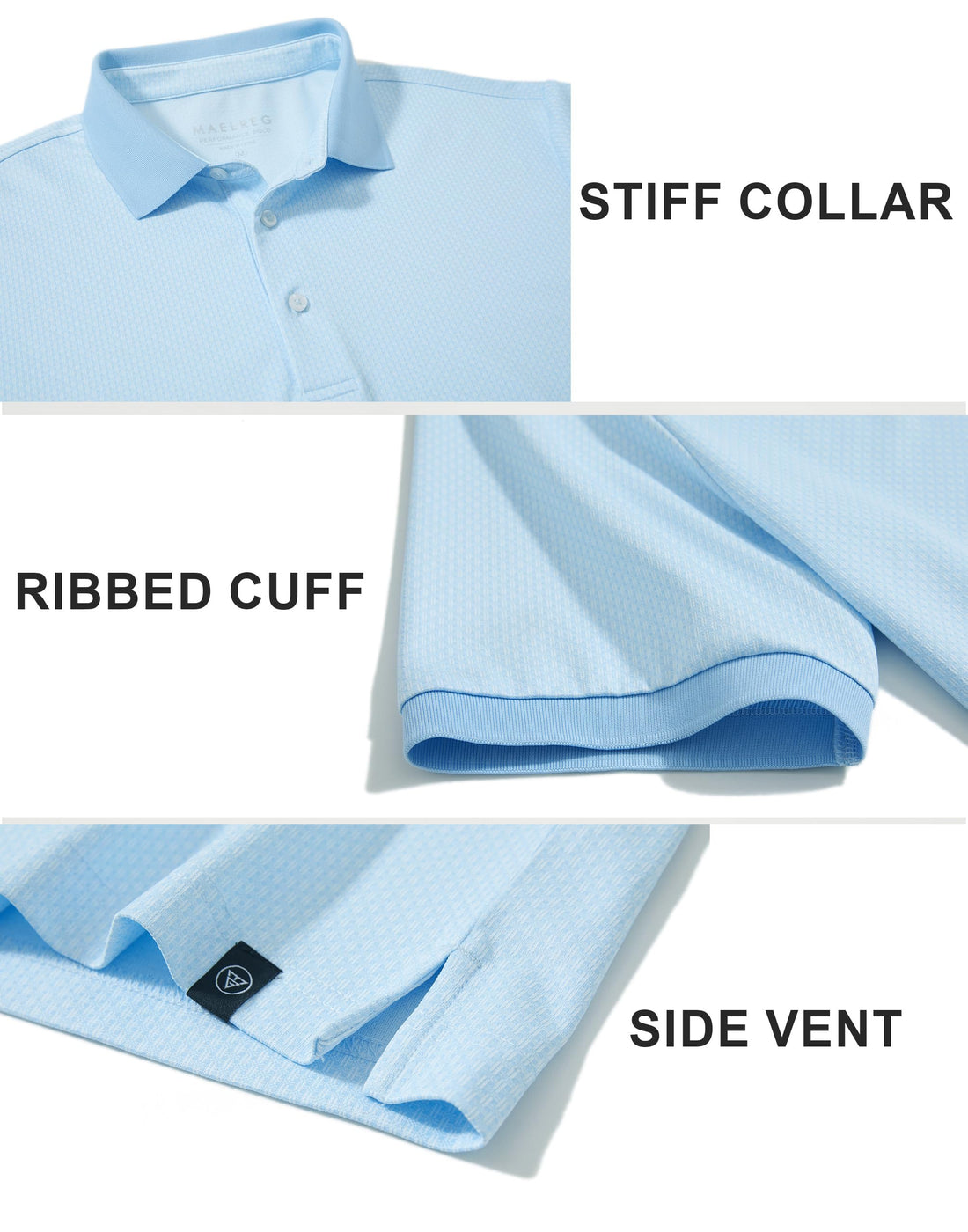 M MAELREG Mens Golf Polo Shirts Jacquard Ribbed Collar Performance Moisture Wicking Dry Fit Short Sleeve Golf Shirts for Men