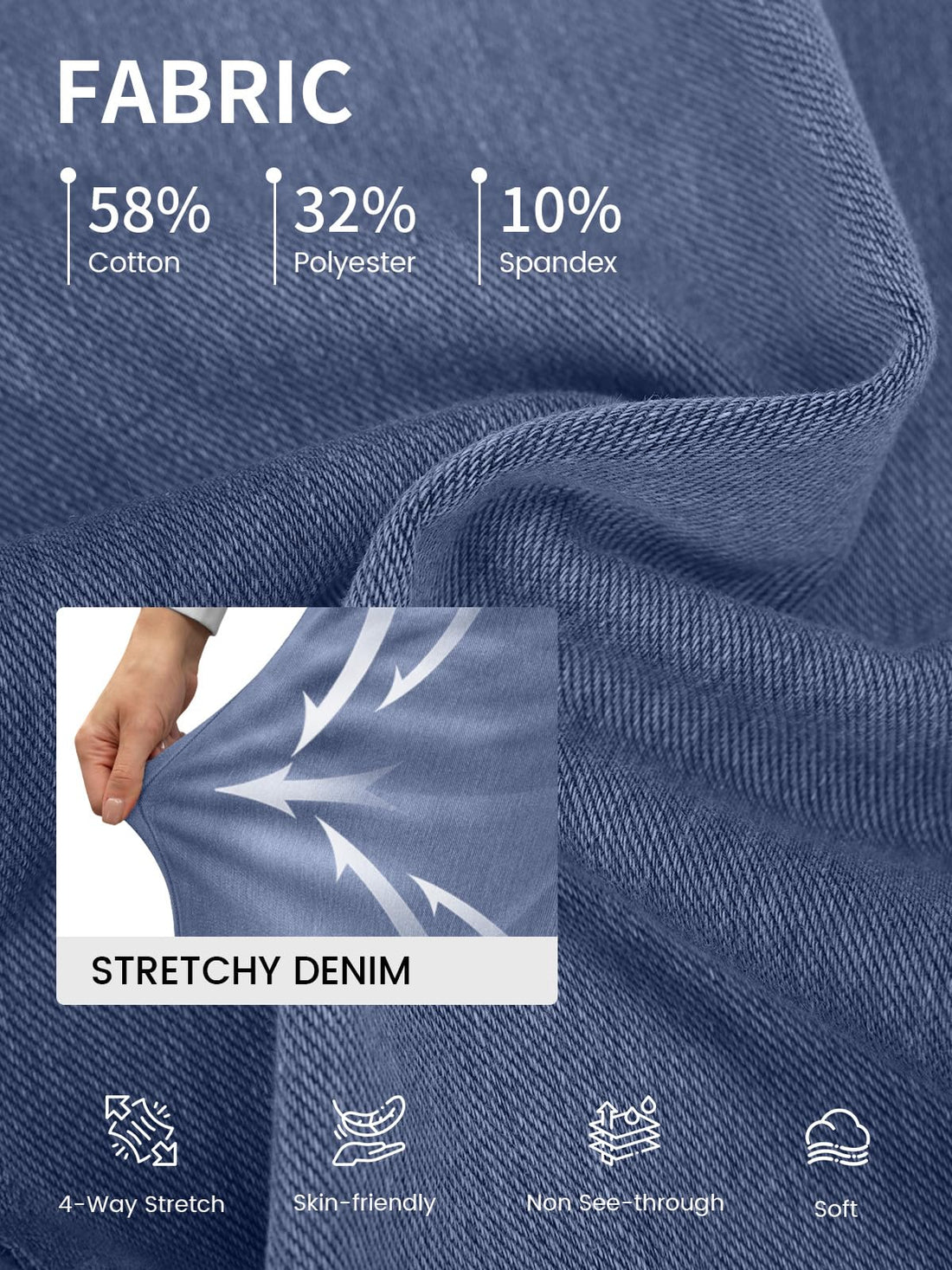 COPYLEAF Wide Leg Jeans Woman High Waisted Stretchy Baggy Sweatpant Jeans Pull On Straight Leg Loose Trendy Denim Pants