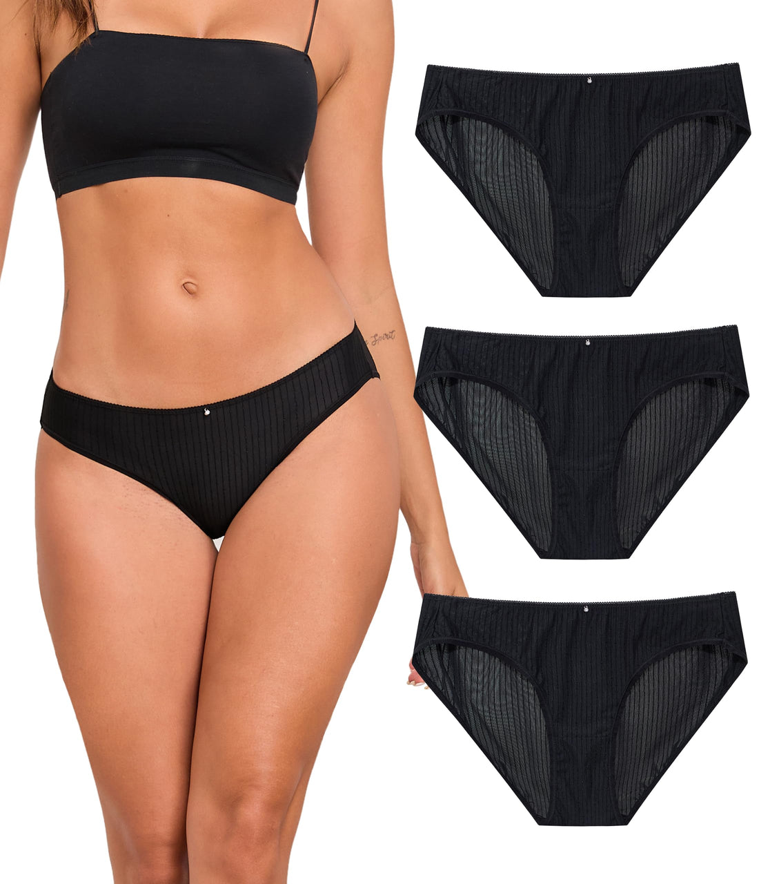 ANLIQI Womens Bikini Underwear Quick Dry Travel Panties Packs Ployamide Hipster Low Rise Soft Fast Wash Comfy Lady Undies