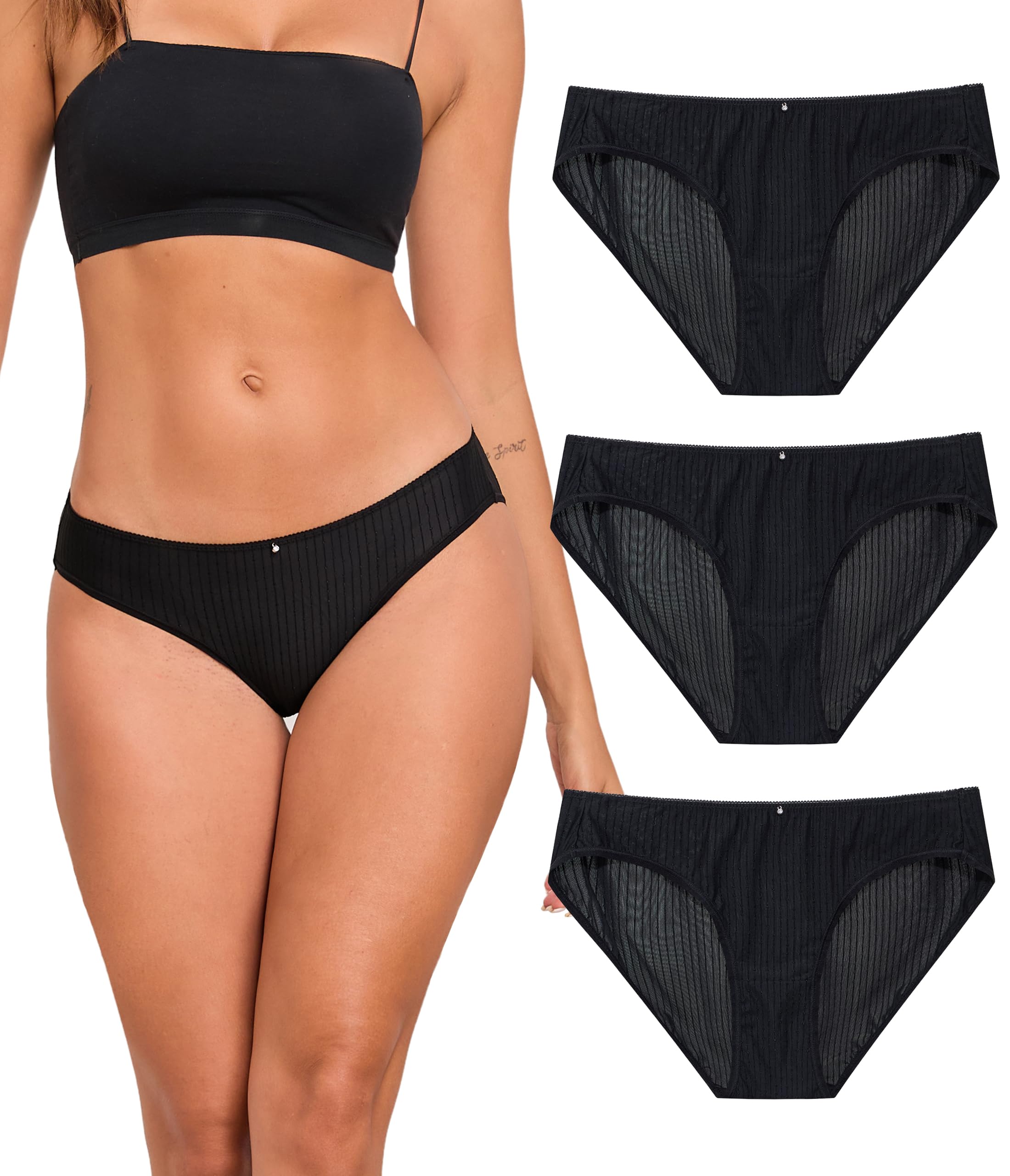 ANLIQI Womens Bikini Underwear Quick Dry Travel Panties Packs Ployamide Hipster Low Rise Soft Fast Wash Comfy Lady Undies