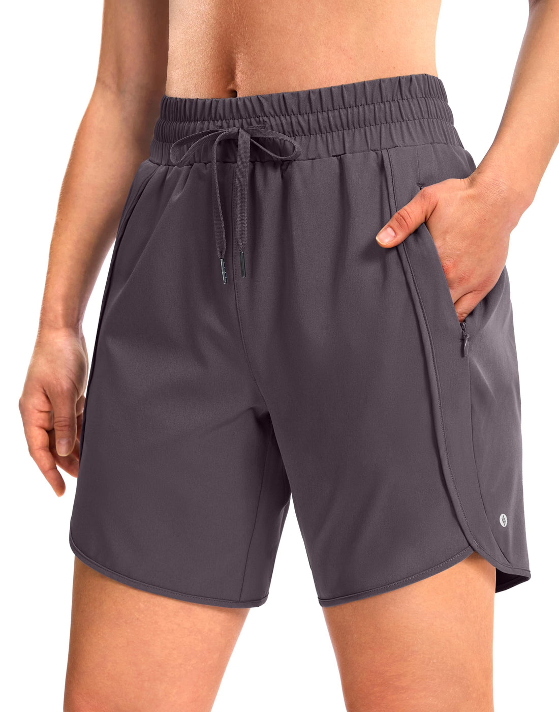 SANTINY Women's 3.5''/5''/7'' Athletic Gym Running Shorts Zipper Pockets | No Liner, High Waisted, Quick Dry, Lightweight, Workout, Shorts for Women