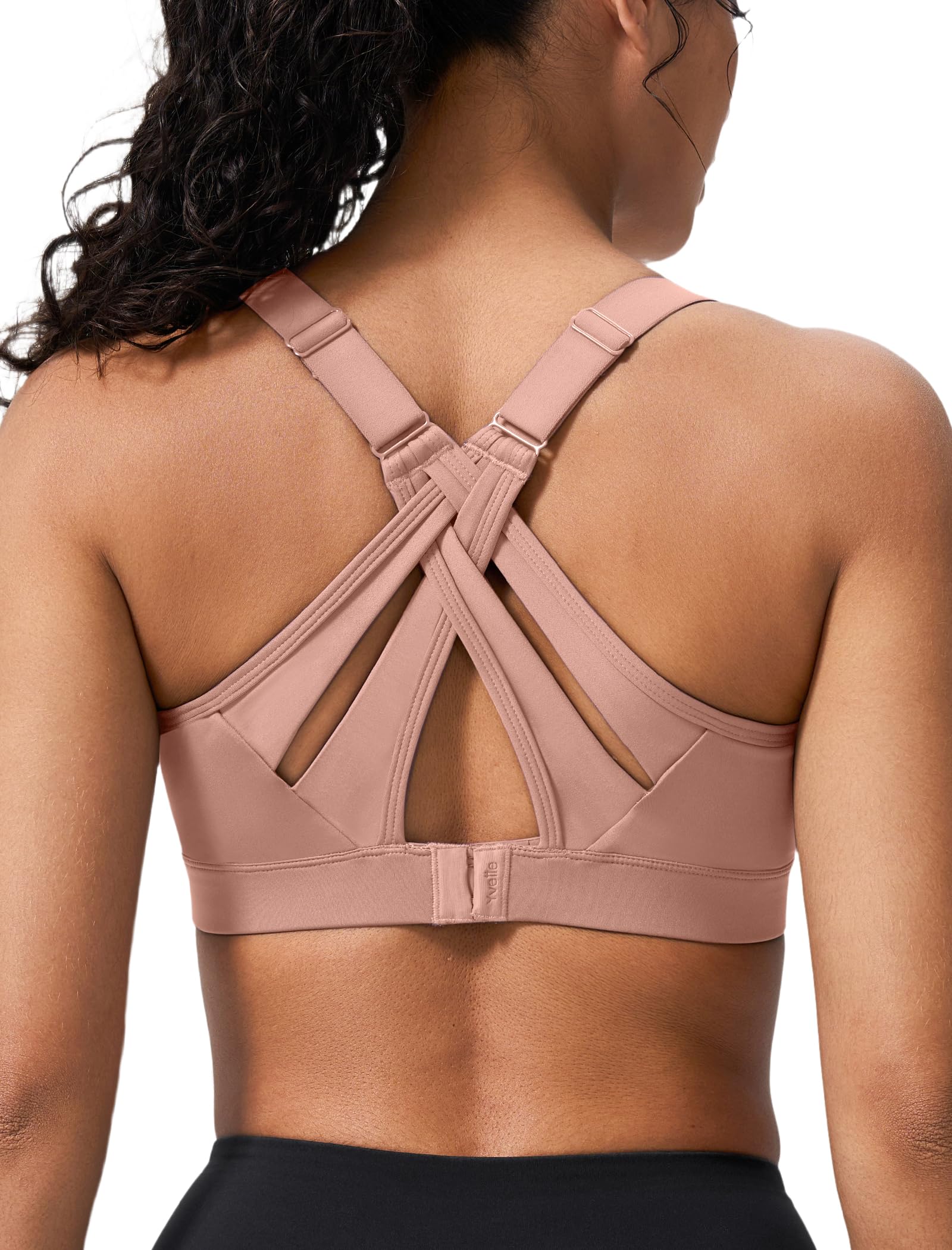 Yvette Criss Cross Adjustable High Impact Running Bra | Pickleball Tennis, Big Bust Plus Size, Adjustable Strap, Wireless Sewn in Pads, No Bounce, Full Coverage, Moisture-Wicking