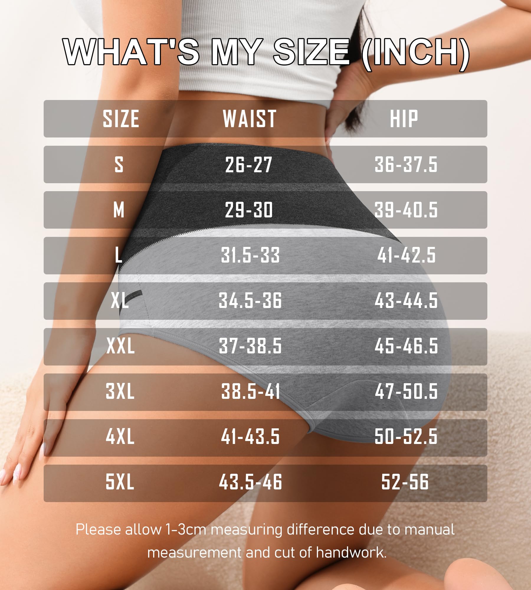 Eiggam Underwear for Women Cotton High Waist Panties Full Coverage Briefs Soft Strech Ladies Breathable Panties-Multi Pack