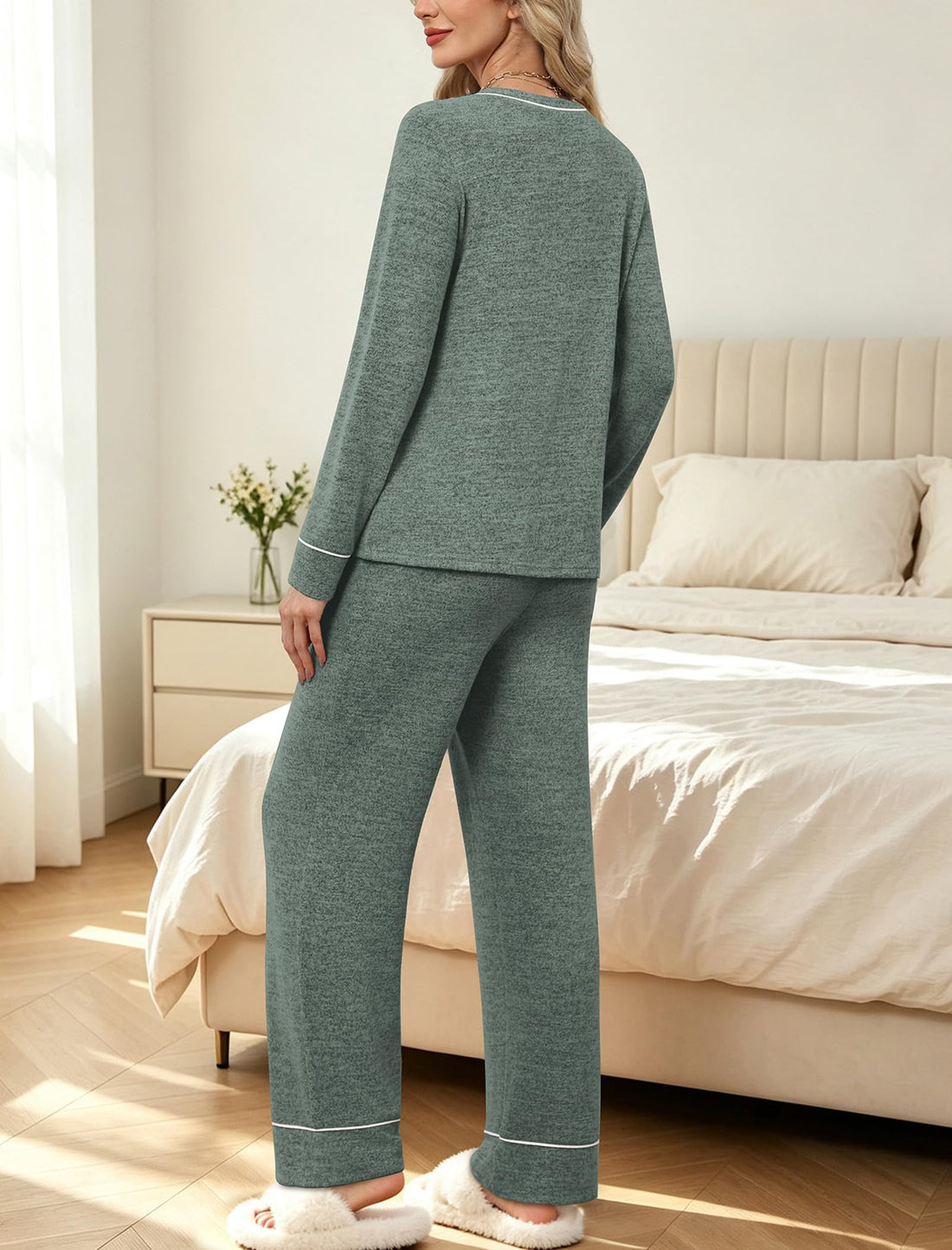 WIHOLL Pajamas for Women Set Soft Pjs Long Sleeve Two Piece Lounge Sets