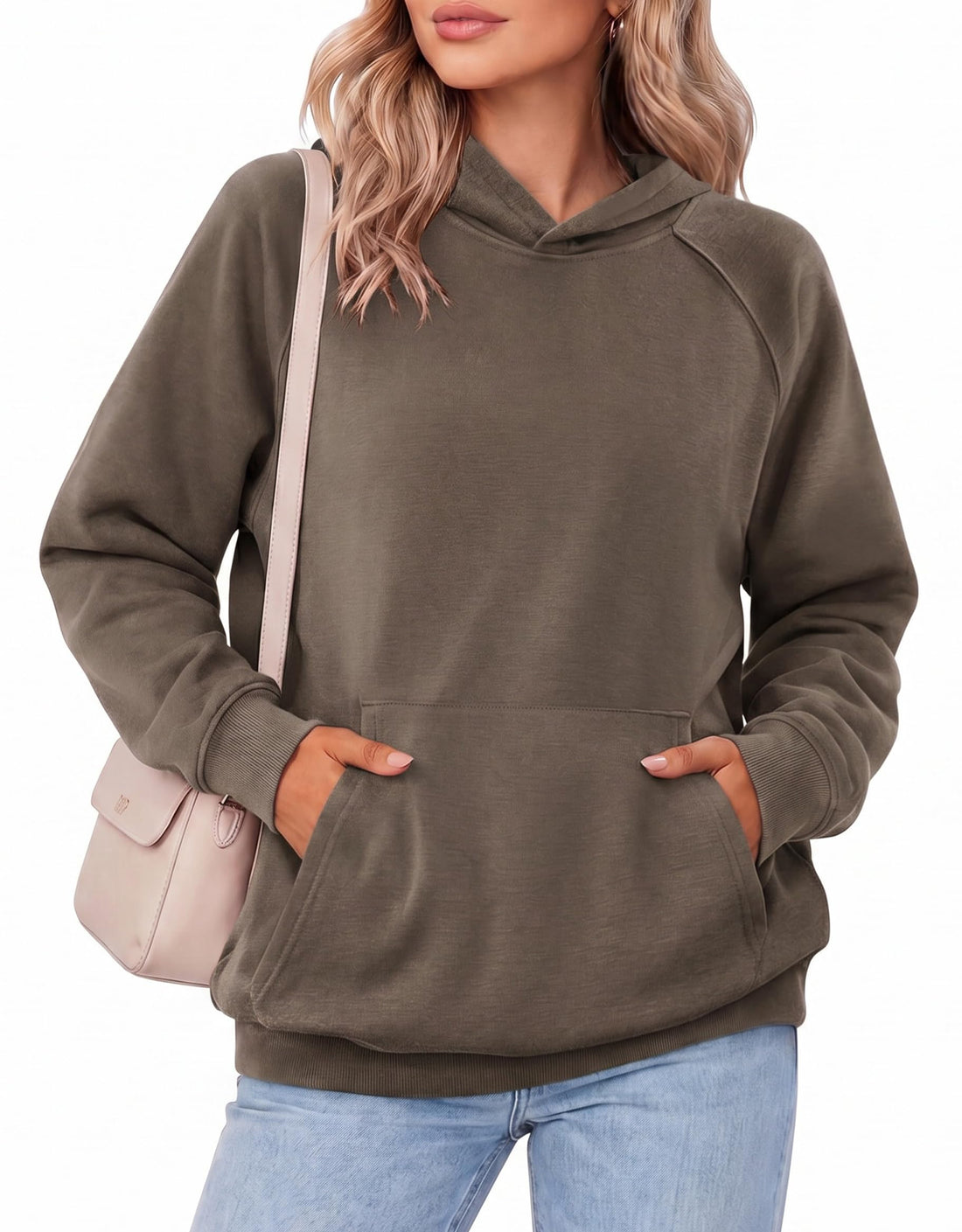 Zeagoo Womens Oversized Hoodies Pullover Fleece Hooded Sweatshirt Trendy | Comfort Hoodie, Womens Fall Clothes, Kangaroo Pocket, Raglan Sleeves, Long Sleeve, Solid Color, Casual, Winter, Midweight